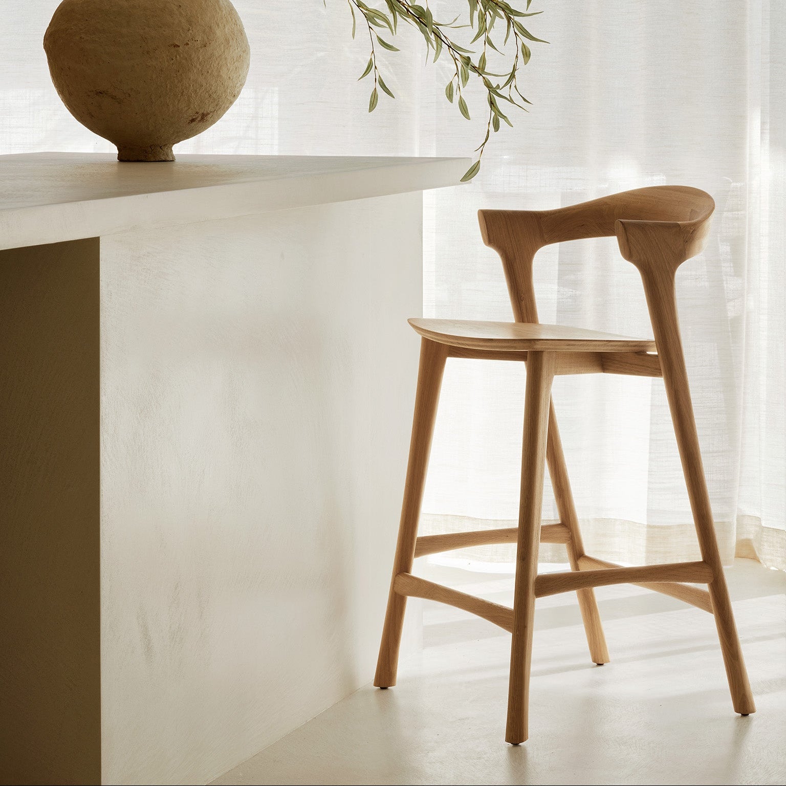 Ethnicraft Bok Counter Stool in oak, FSC-certified solid oak, Belgian solid wood furniture