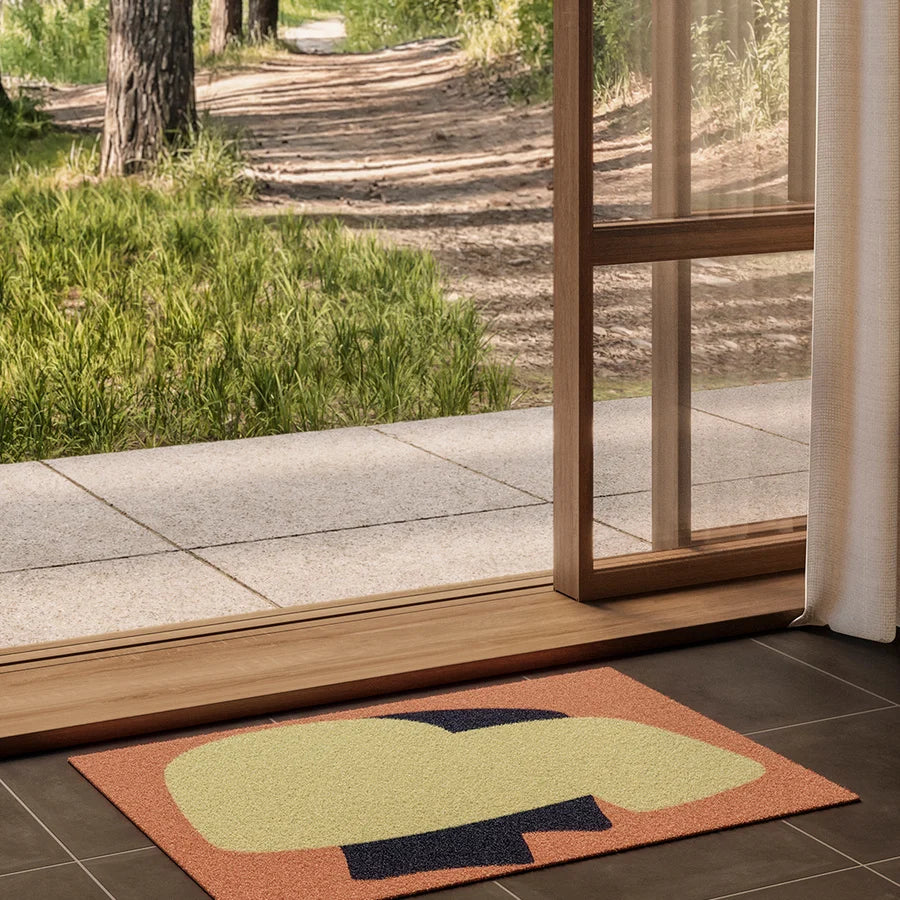 Heymat Heymat X Sight Unseen Peach in Peach, recycled PET yarn doormat, Norwegian sustainable design