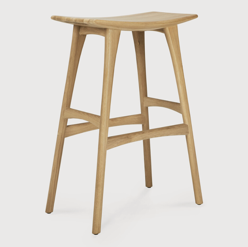 Ethnicraft Osso Bar Stool, FSC-certified solid wood furniture by Belgian brand
