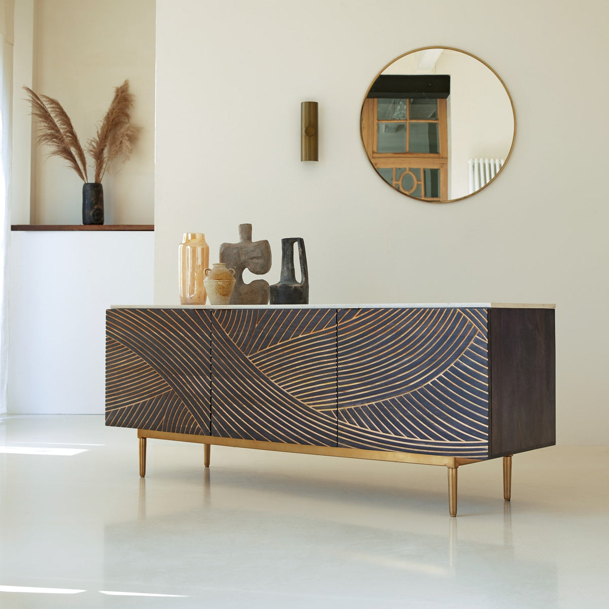 Tikamoon Bilal sideboard, detail of the brass handle