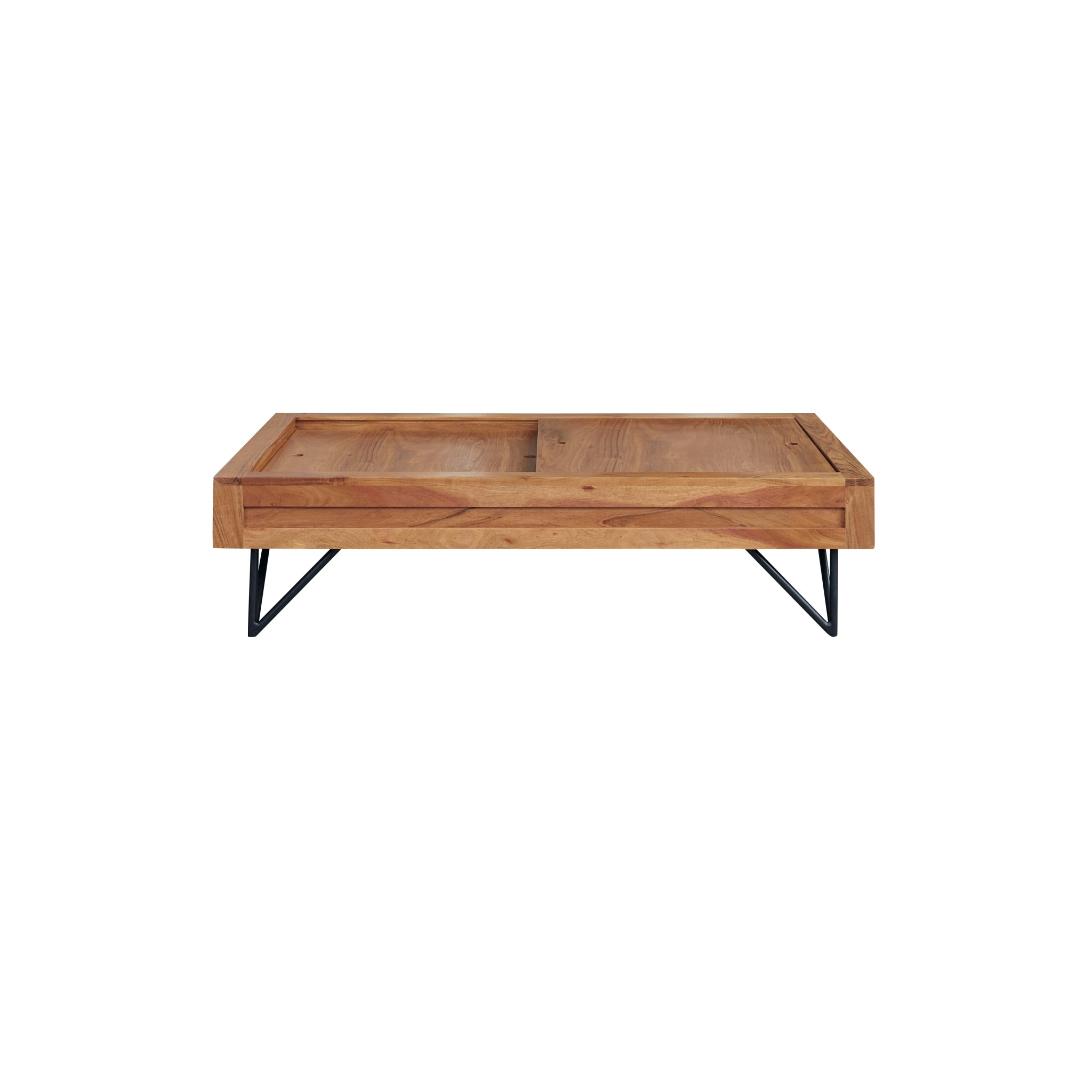 Bonnie acacia coffee table styled with decorative objects on top