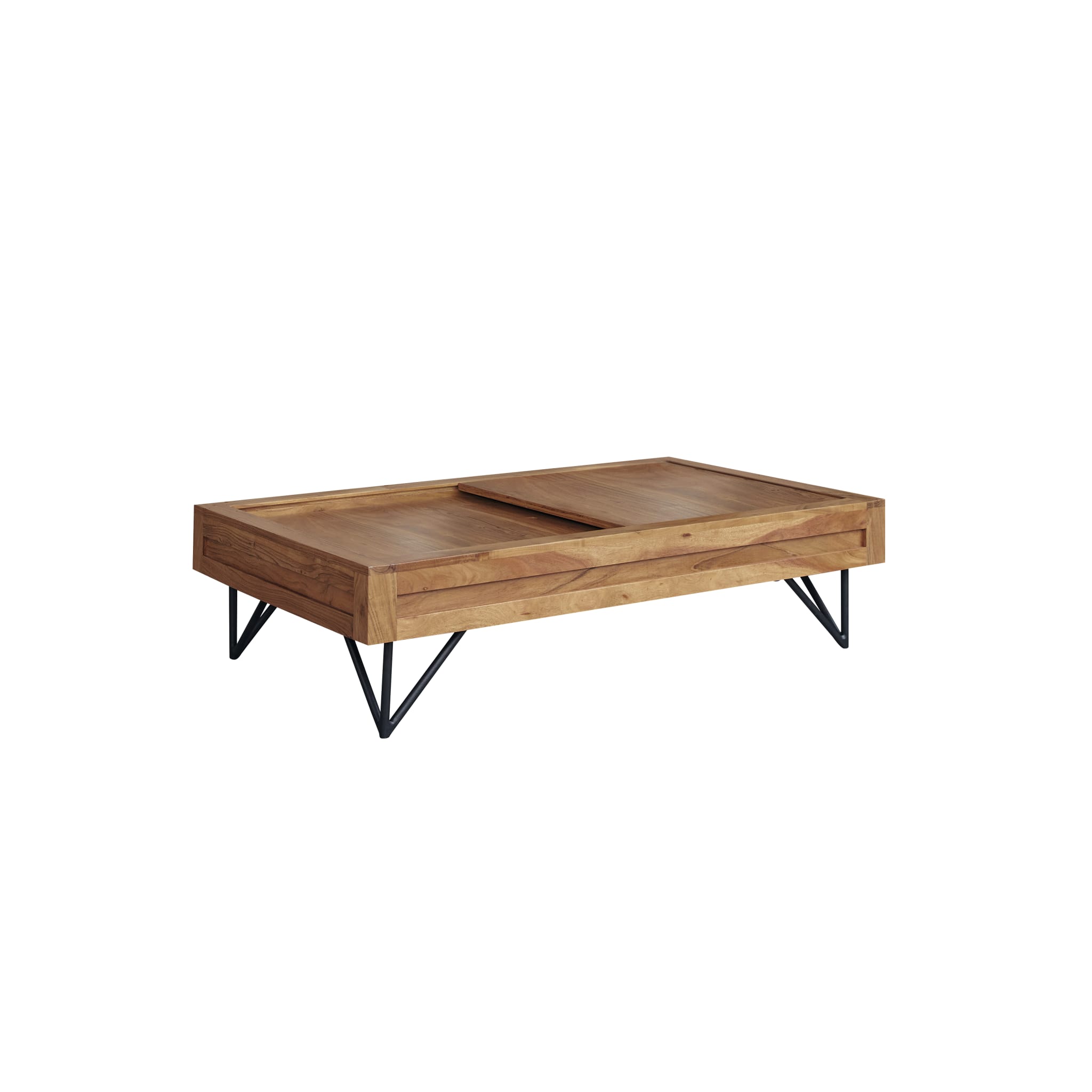 Bonnie acacia coffee table styled in a living room, alternate angle