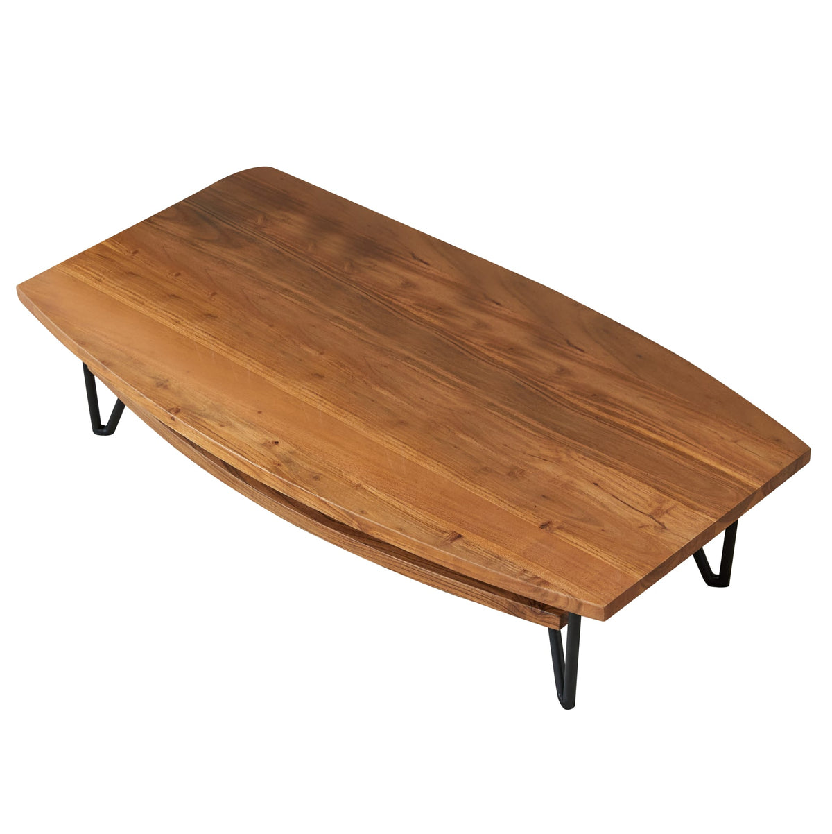 Tikamoon Bonnie coffee table in solid acacia with metal legs, styled beside a sofa
