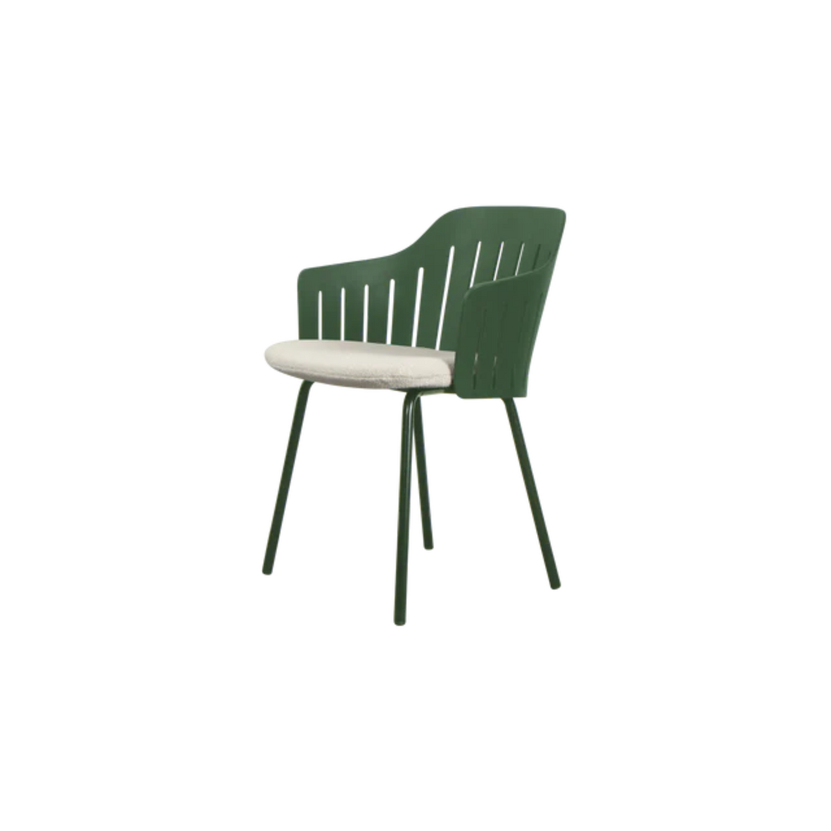 Cane-line Choice Chair with 4 Legs INDOOR/OUTDOOR in Dark Green with Sand cushion