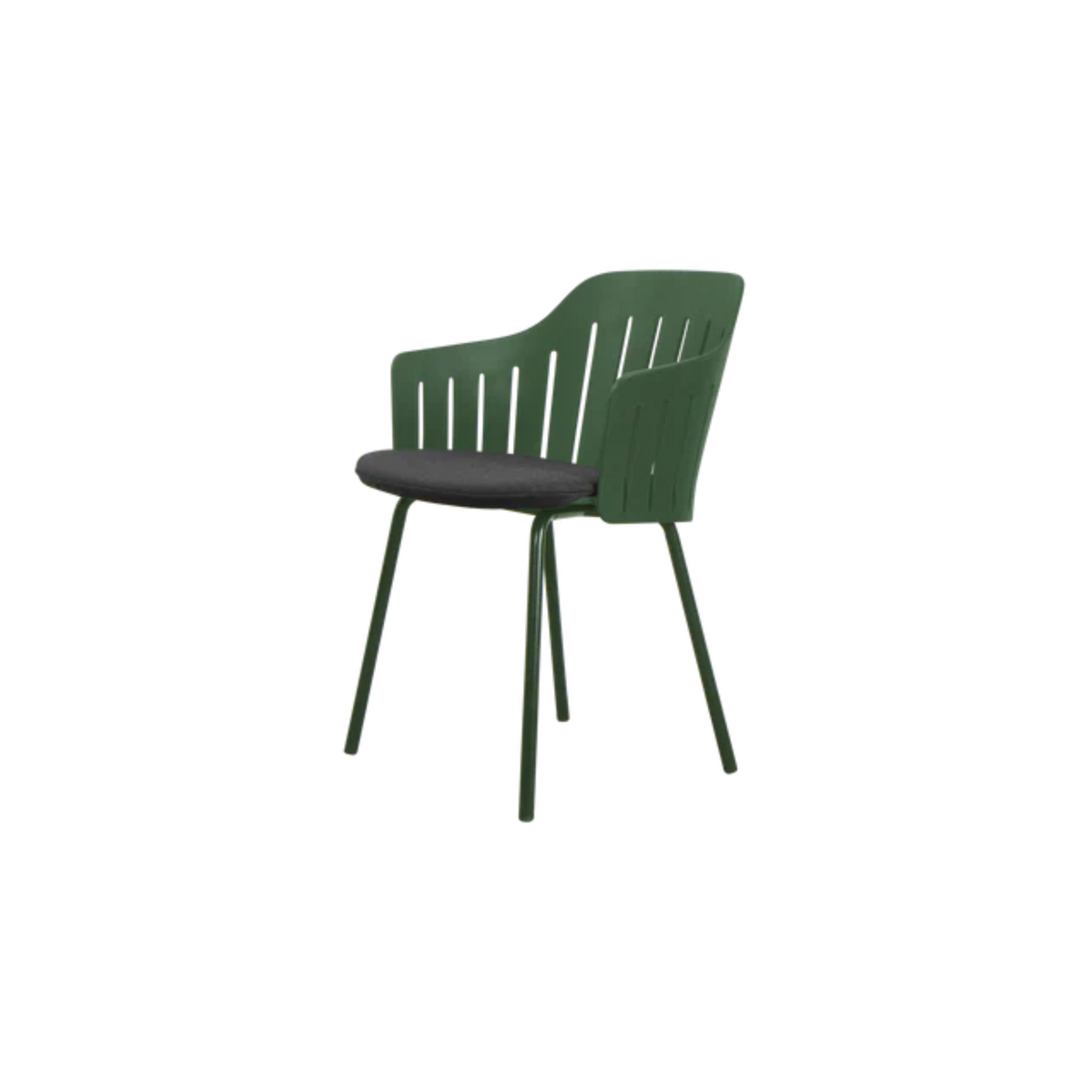 Cane-line Choice Chair with 4 Legs INDOOR/OUTDOOR in Dark Green with Black cushion