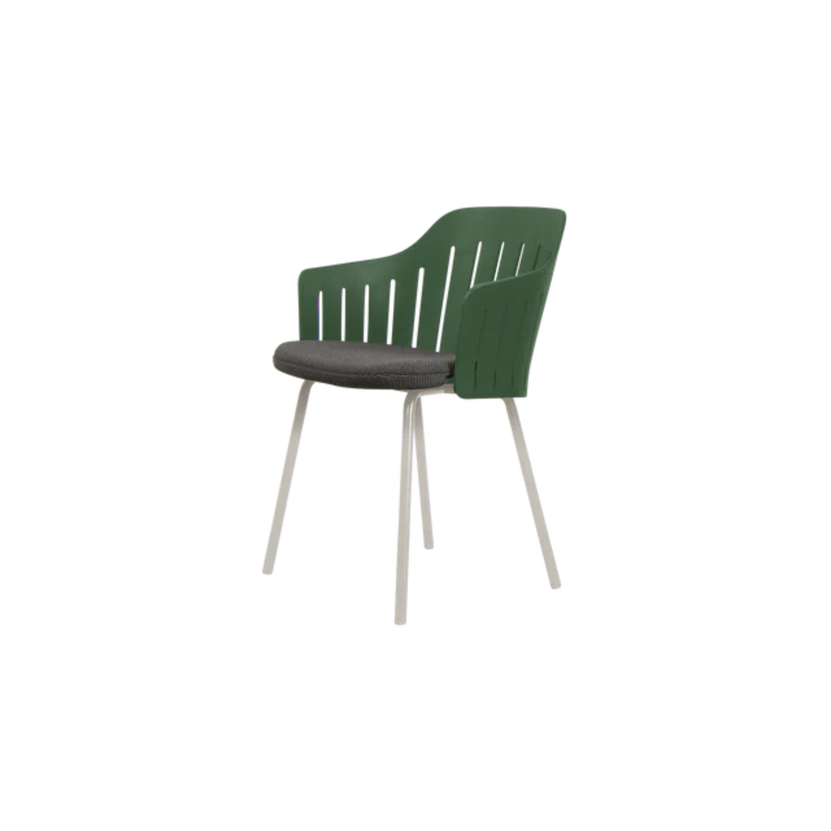 Cane-line Choice Chair with 4 Legs INDOOR/OUTDOOR in Dark Green with Sand base, Dark Gray cushion