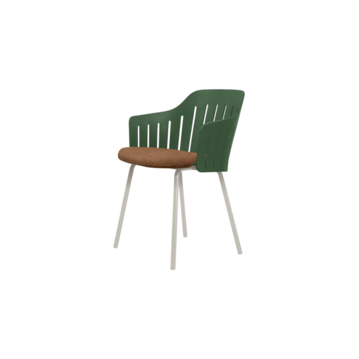 Cane-line Choice Chair with 4 Legs INDOOR/OUTDOOR in Dark Green with Sand base, Umber Brown cushion