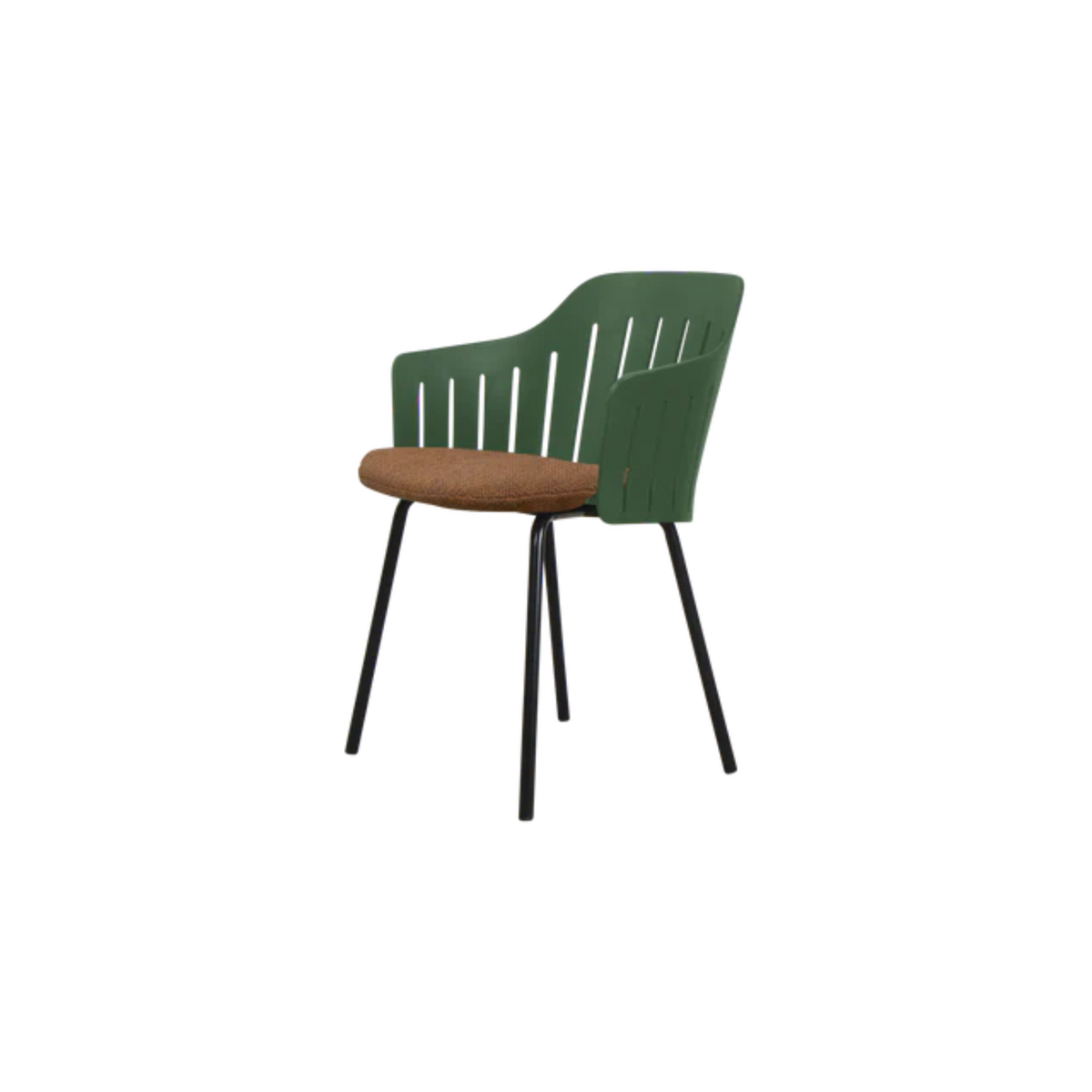 Cane-line Choice Chair with 4 Legs INDOOR/OUTDOOR in Dark Green with Black base, Umber Brown cushion