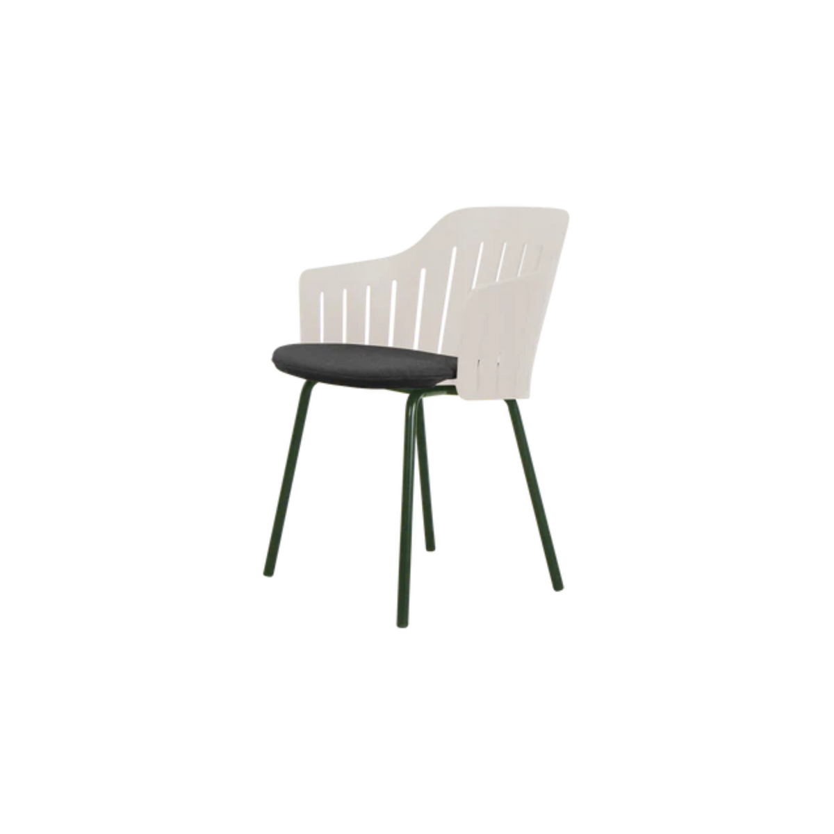 Cane-line Choice Chair with 4 Legs INDOOR/OUTDOOR in Sand with Dark Green base, Black cushion