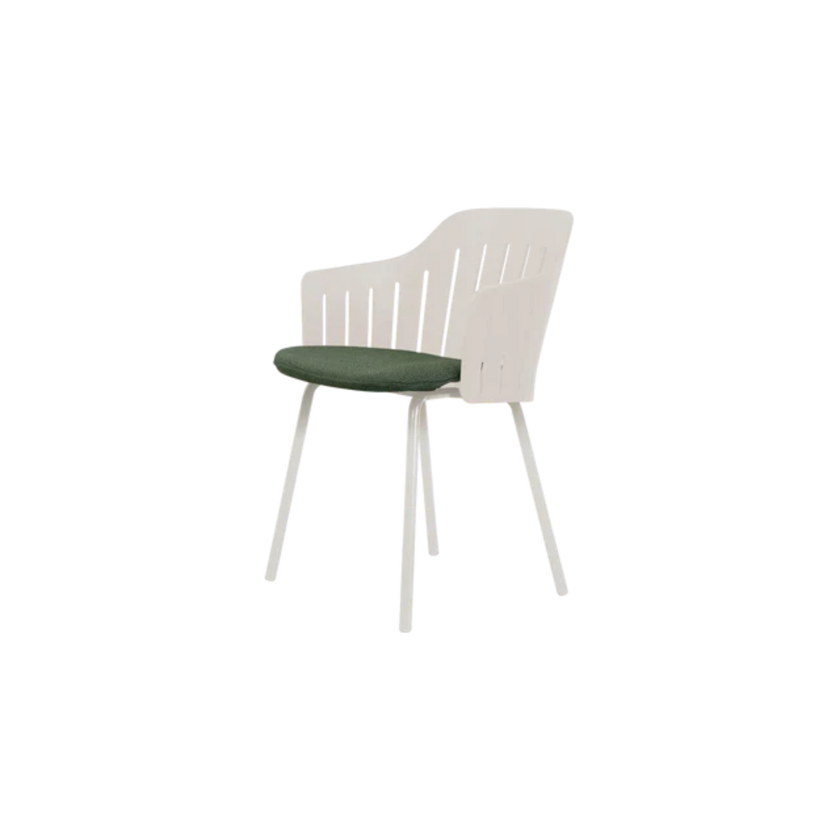 Cane-line Choice Chair with 4 Legs INDOOR/OUTDOOR in Sand with Dark Green - Rise cushion