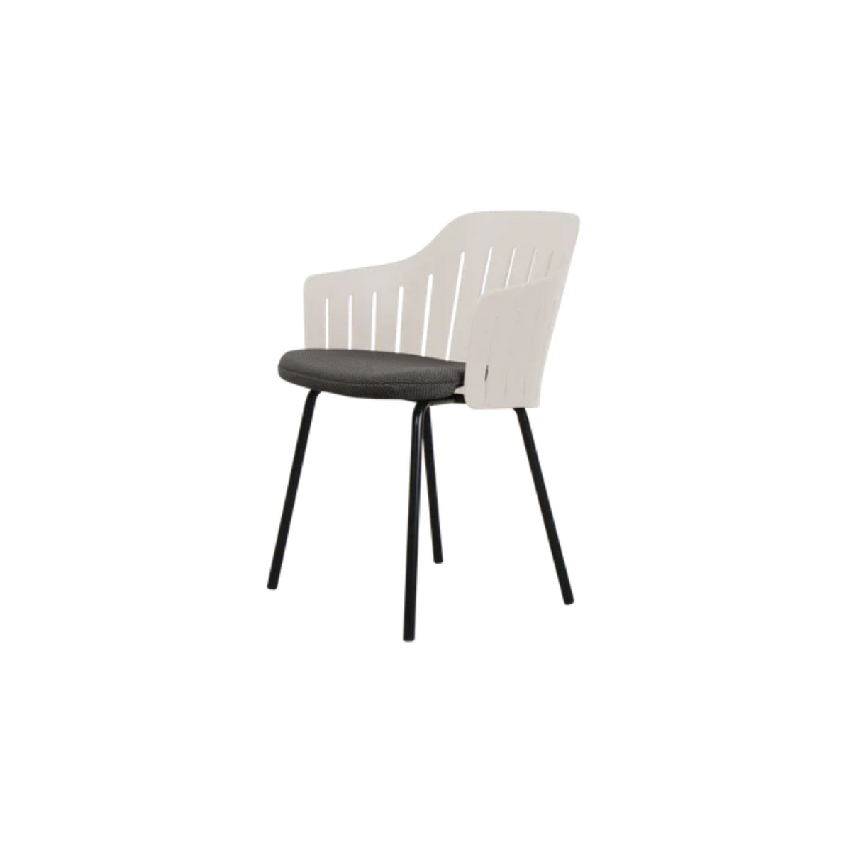 Cane-line Choice Chair with 4 Legs INDOOR/OUTDOOR in Sand with Black base, Dark Gray cushion