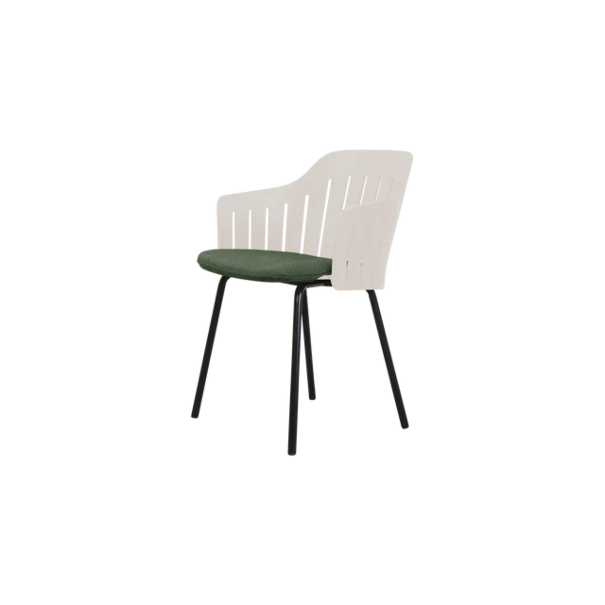 Cane-line Choice Chair with 4 Legs INDOOR/OUTDOOR in Sand with Black base, Dark Green - Rise cushion