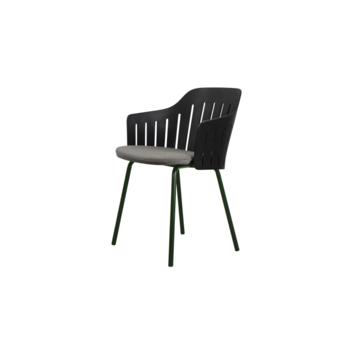 Cane-line Choice Chair with 4 Legs INDOOR/OUTDOOR in Black with Dark Green base, Taupe cushion