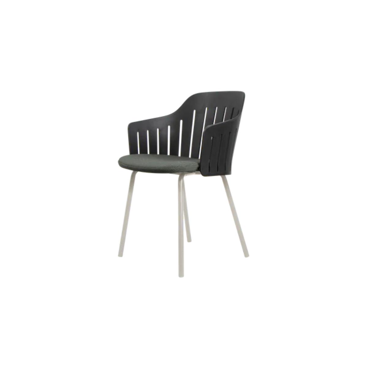 Cane-line Choice Chair with 4 Legs INDOOR/OUTDOOR in Black with Sand base, Dark Green cushion