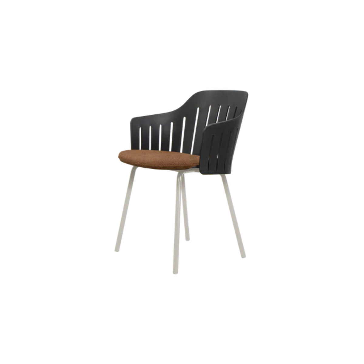 Cane-line Choice Chair with 4 Legs INDOOR/OUTDOOR in Black with Sand base, Umber Brown cushion