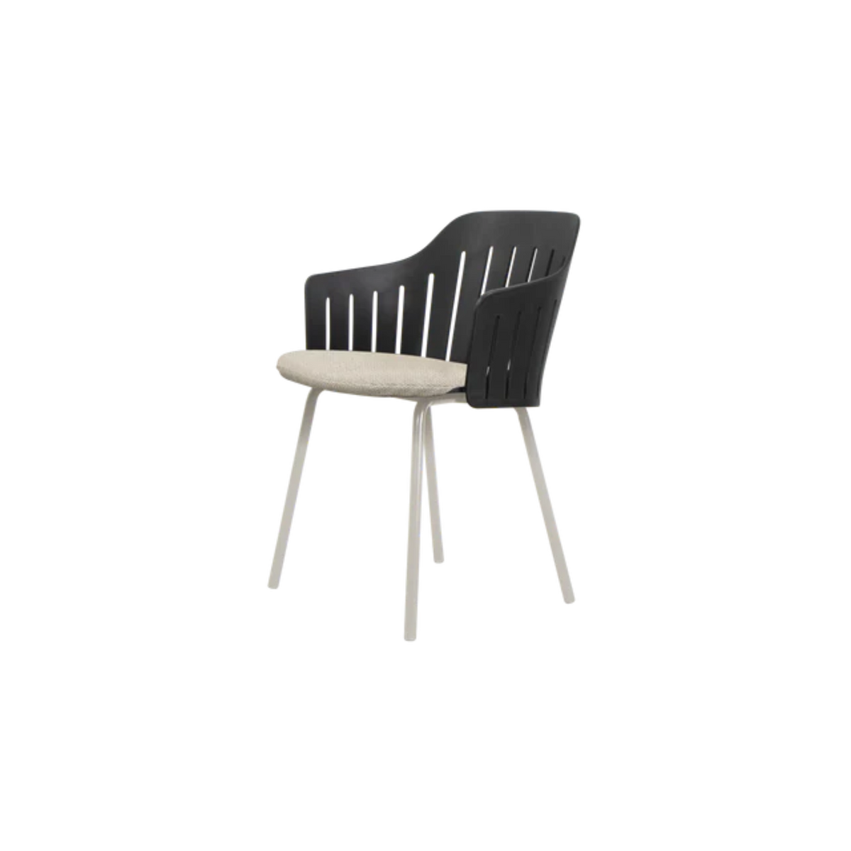 Cane-line Choice Chair with 4 Legs INDOOR/OUTDOOR in Black with Sand base, Desert Sand cushion