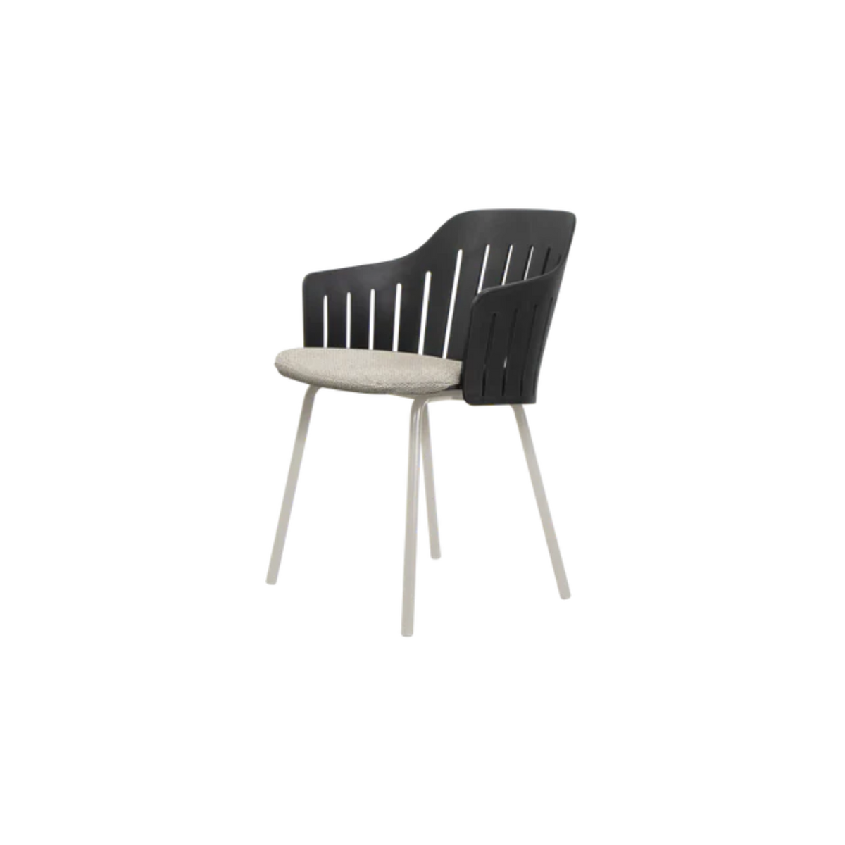 Cane-line Choice Chair with 4 Legs INDOOR/OUTDOOR in Black with Sand base, Light Brown cushion