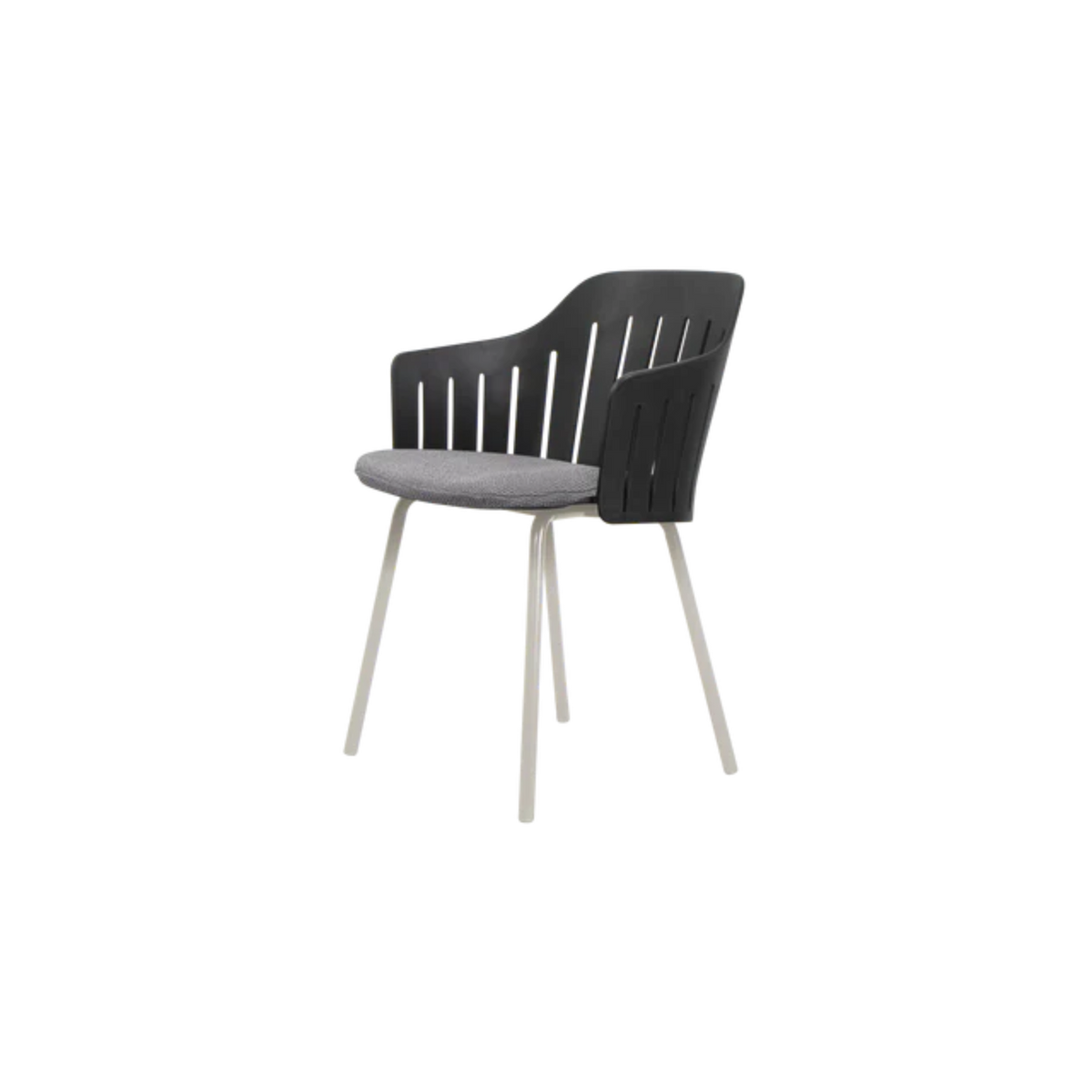 Cane-line Choice Chair with 4 Legs INDOOR/OUTDOOR in Black with Sand base, Gray cushion