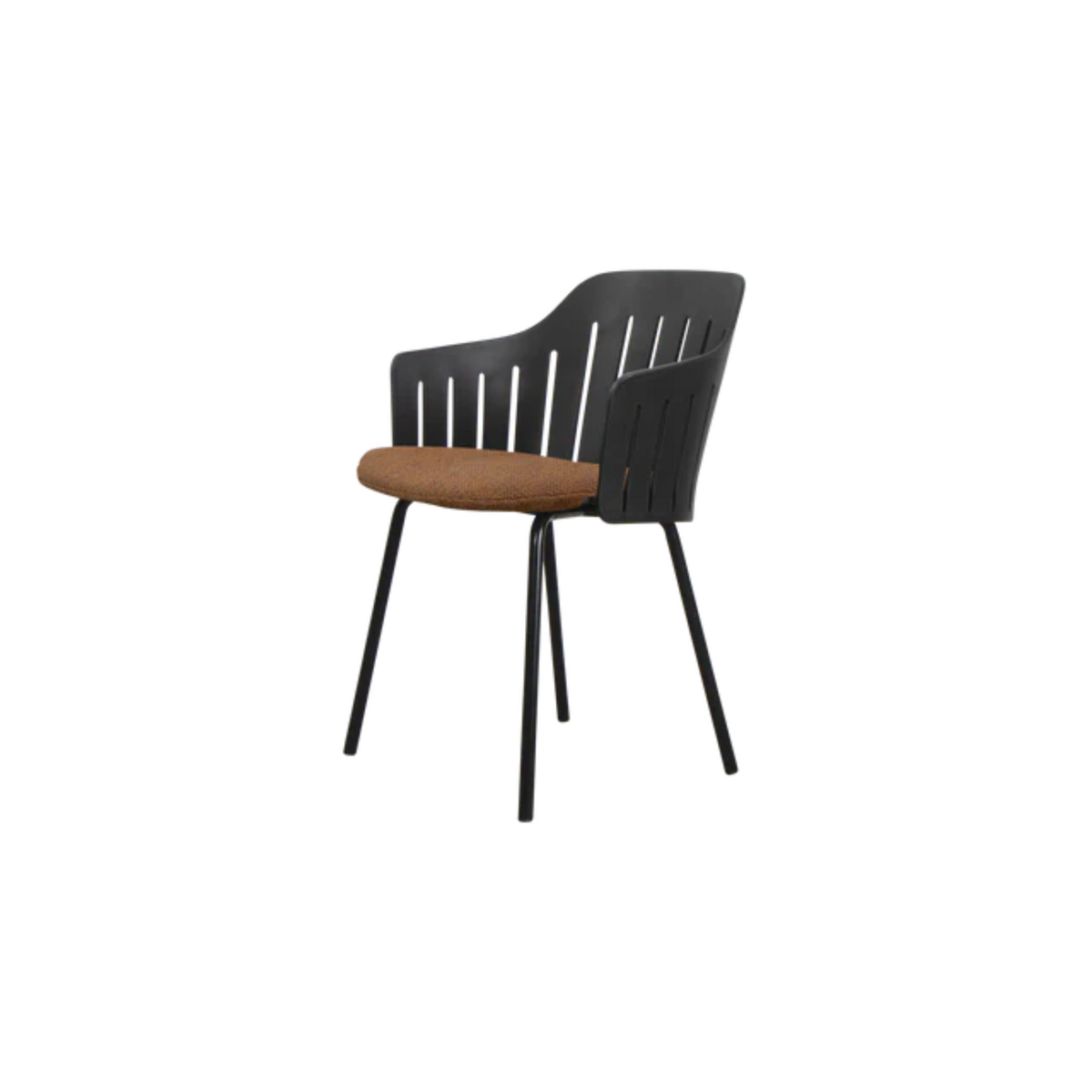Cane-line Choice Chair with 4 Legs INDOOR/OUTDOOR in Black with Umber Brown cushion