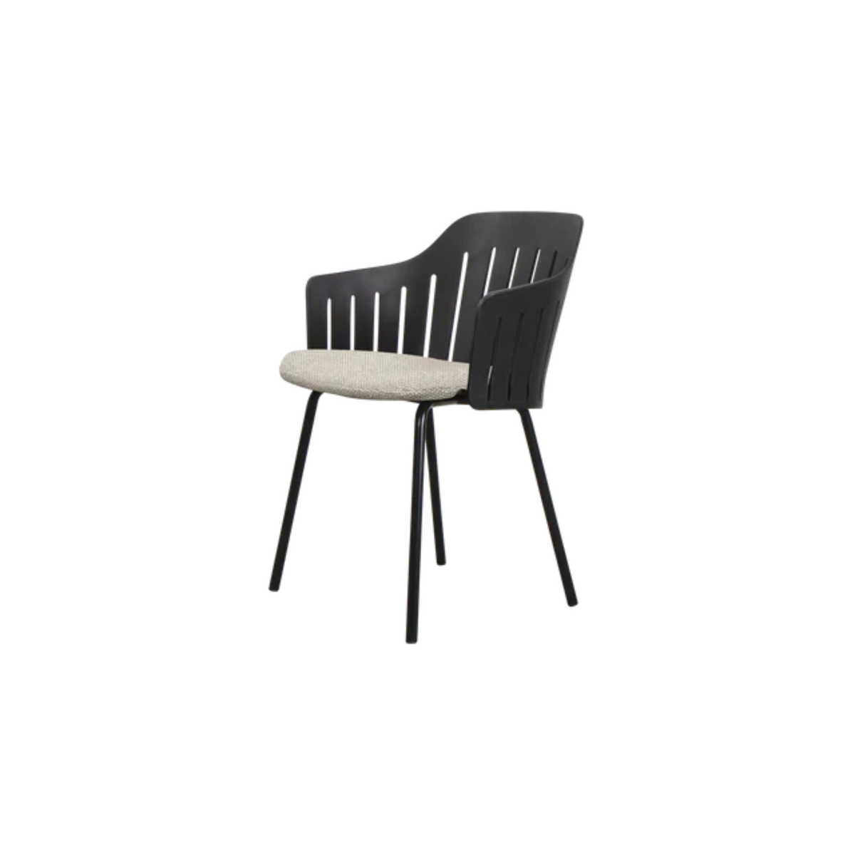 Cane-line Choice Chair with 4 Legs INDOOR/OUTDOOR in Black with Light Brown cushion