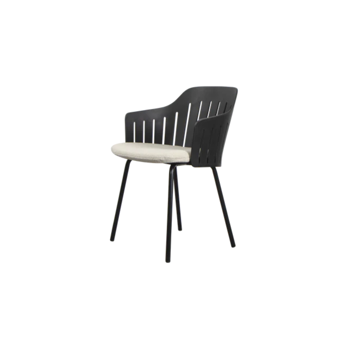 Cane-line Choice Chair with 4 Legs INDOOR/OUTDOOR in Black with Sand cushion