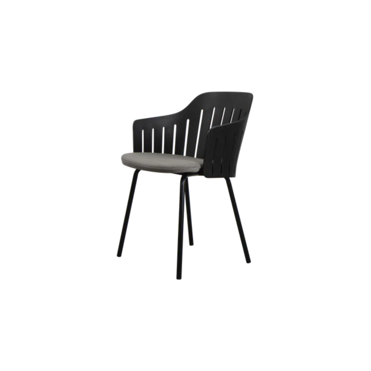 Cane-line Choice Chair with 4 Legs INDOOR/OUTDOOR in Black with Taupe cushion