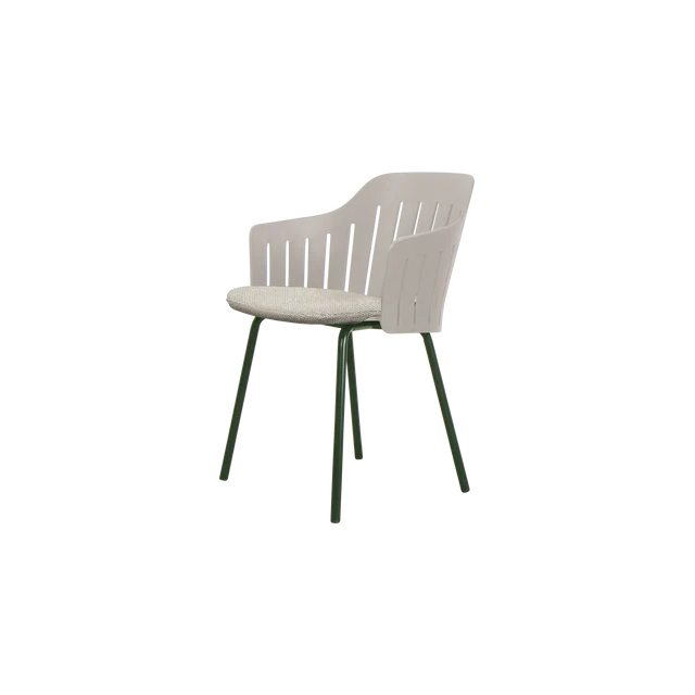Cane-line Choice Chair with 4 Legs INDOOR/OUTDOOR in Taupe with Dark Green base, Light Brown cushion