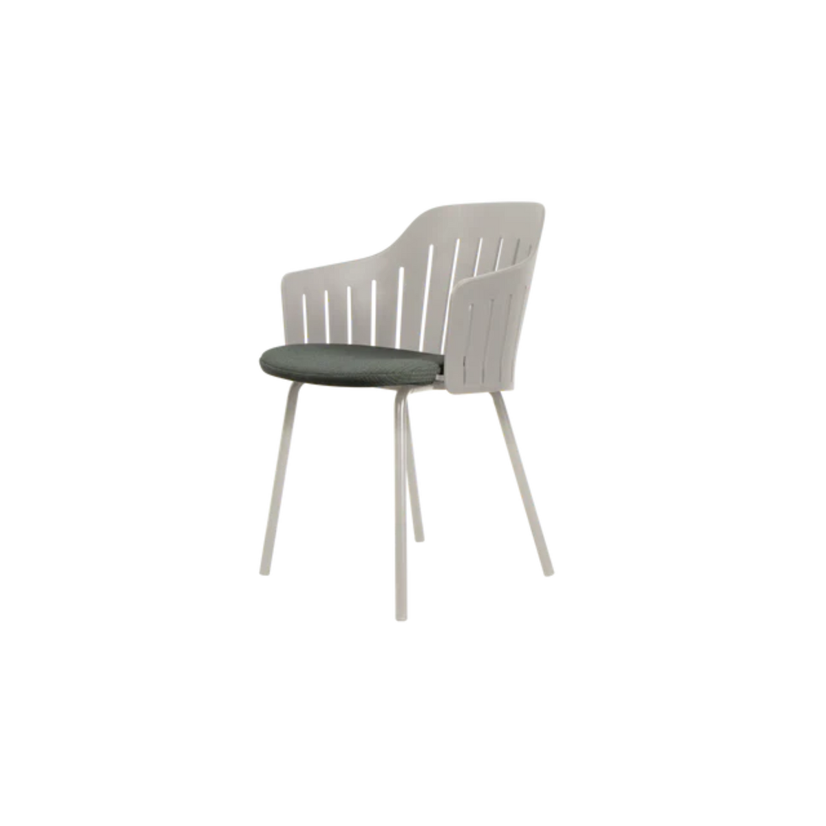 Cane-line Choice Chair with 4 Legs INDOOR/OUTDOOR in Taupe with Sand base, Dark Green cushion