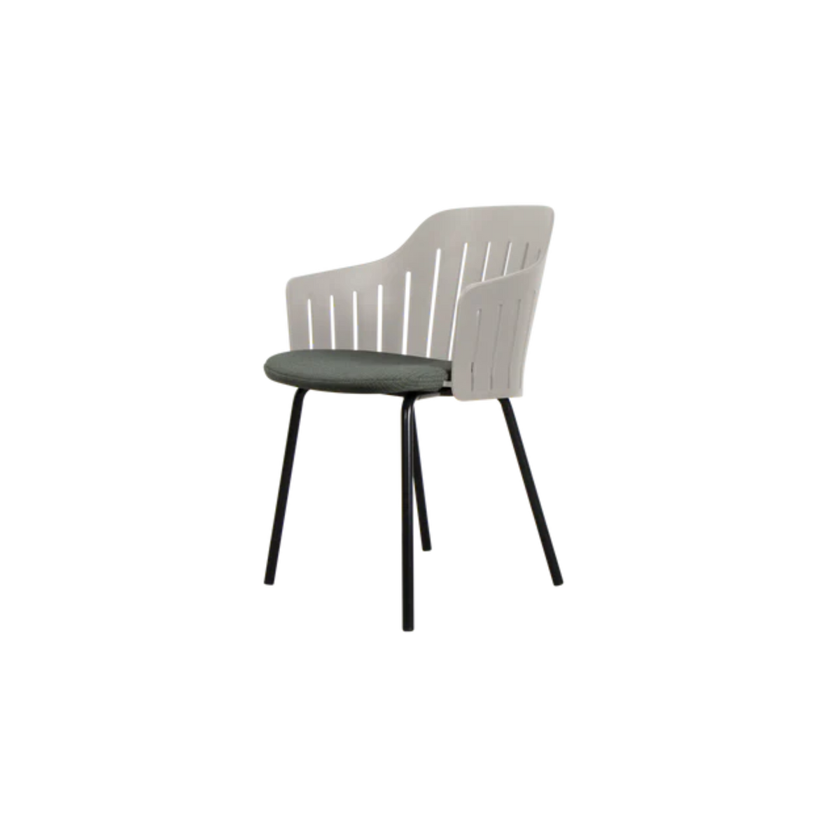 Cane-line Choice Chair with 4 Legs INDOOR/OUTDOOR in Taupe with Black base, Dark Green cushion