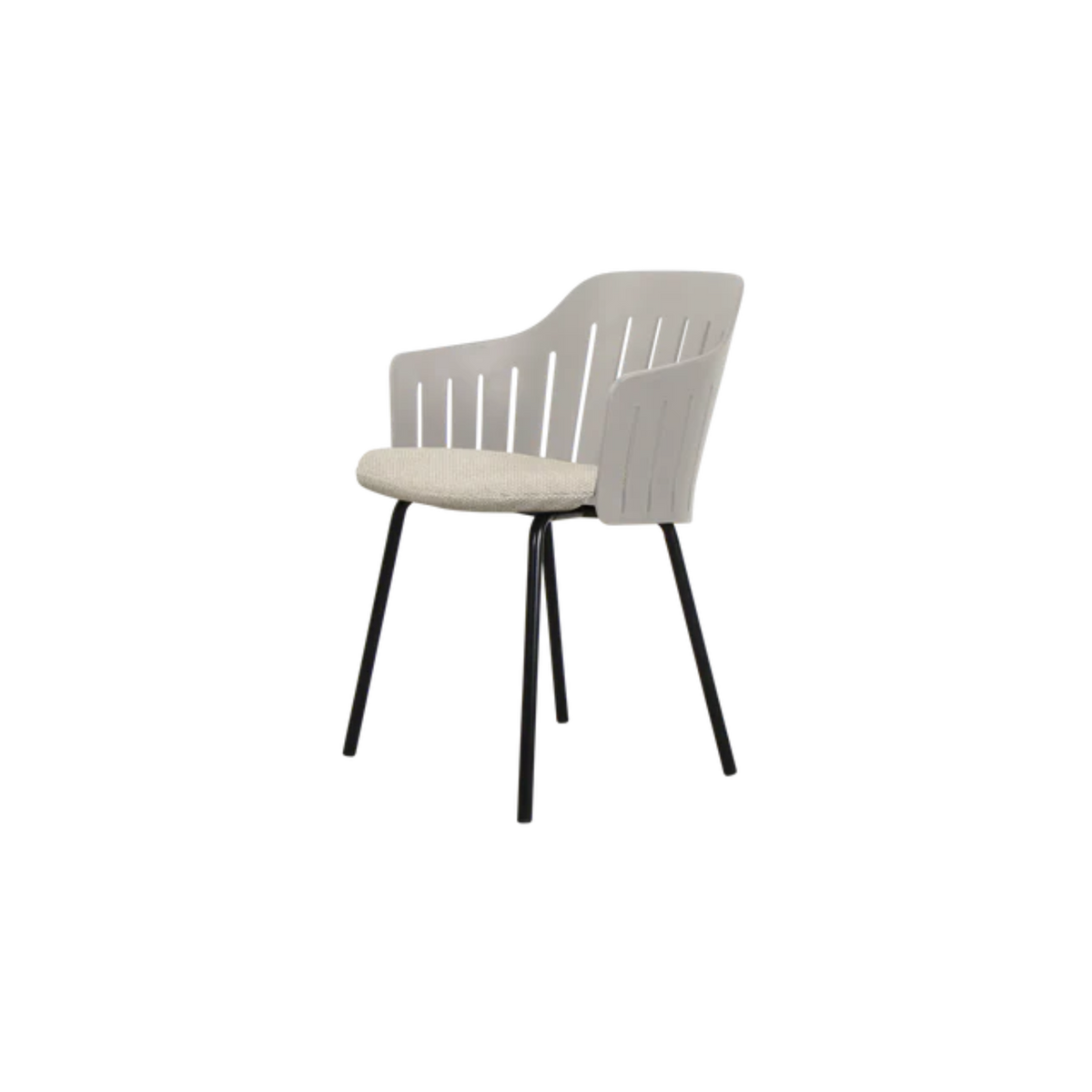 Cane-line Choice Chair with 4 Legs INDOOR/OUTDOOR in Taupe with Black base, Desert Sand cushion