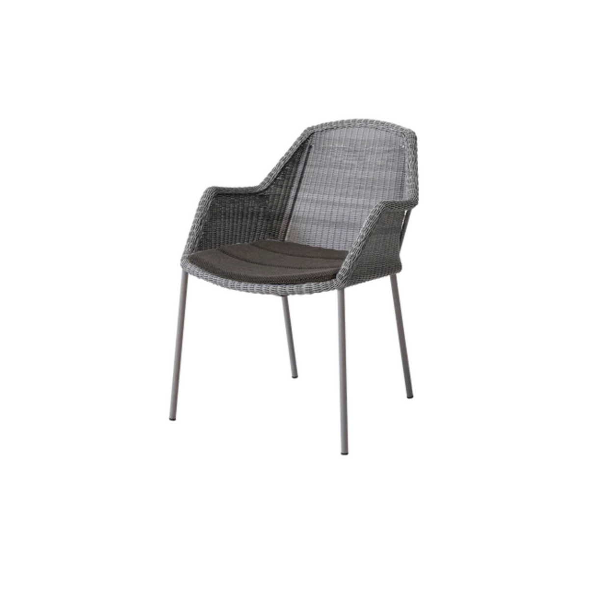 Cane-line Breeze Chair, Stackable in Light Gray with Dark Gray cushion