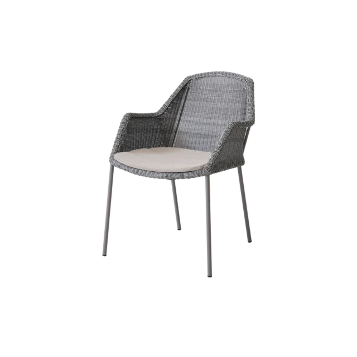 Cane-line Breeze Chair, Stackable in Light Gray with Sand cushion
