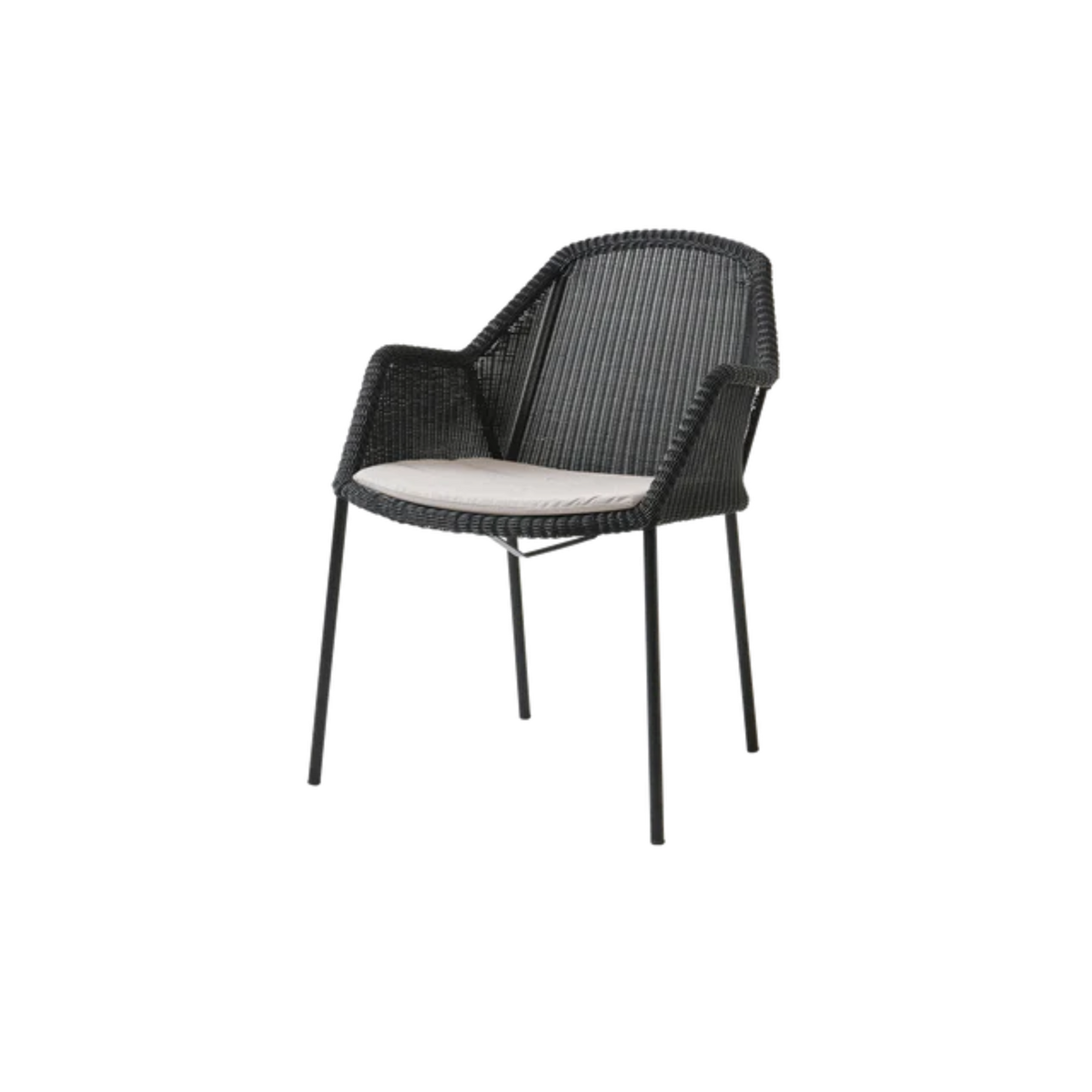 Cane-line Breeze Chair, Stackable in Black with Sand cushion
