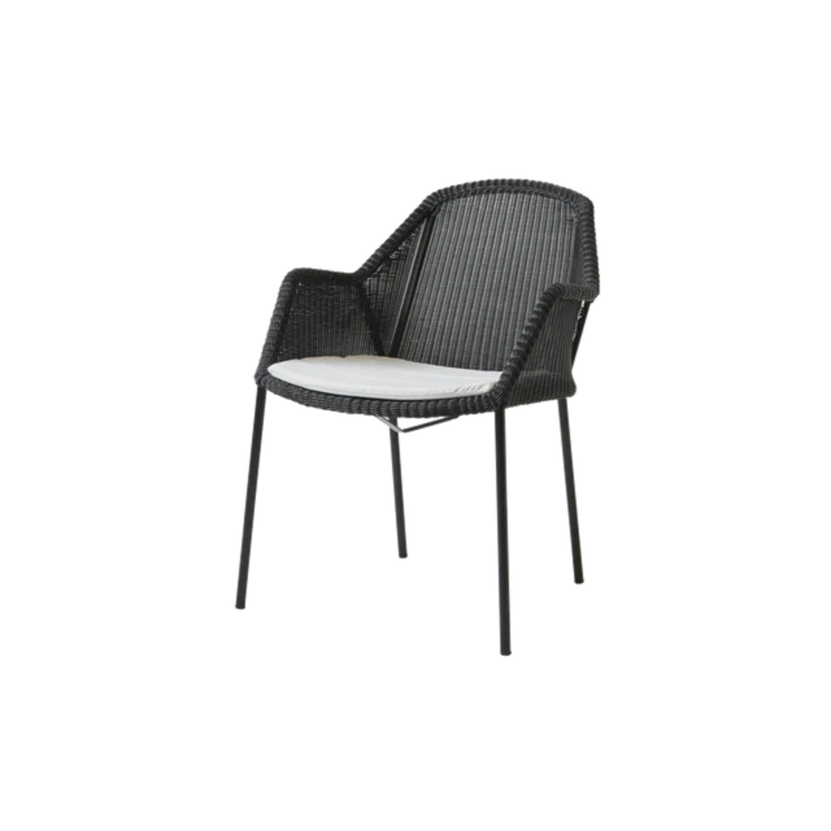 Cane-line Breeze Chair, Stackable in Black with White cushion