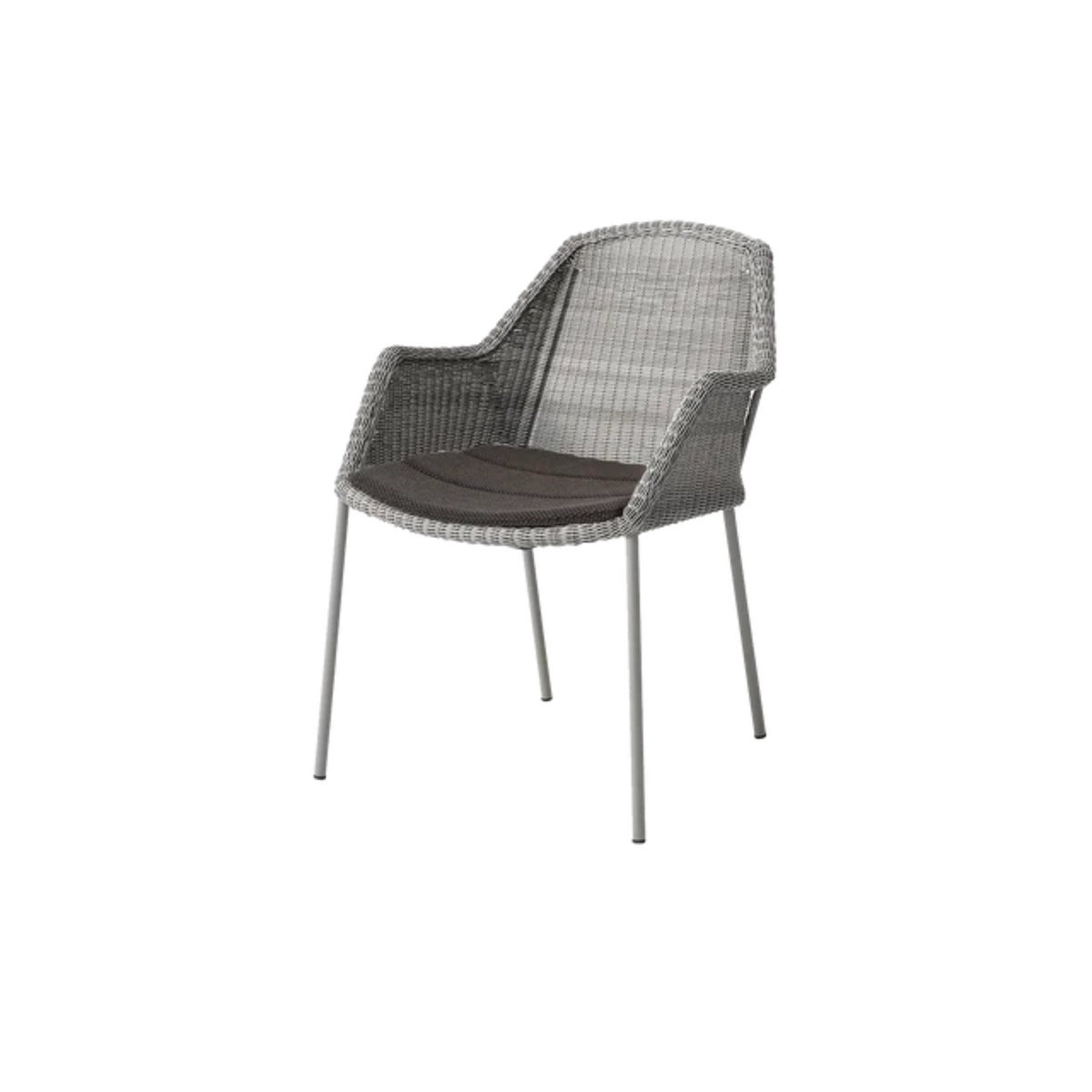 Cane-line Breeze Chair, Stackable in Taupe with Dark Gray cushion