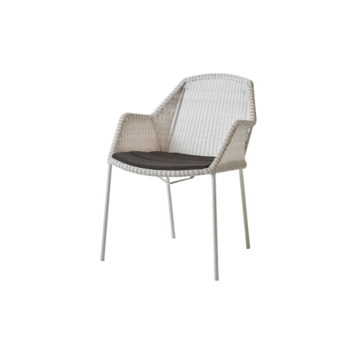 Cane-line Breeze Chair, Stackable in White Gray with Dark Gray cushion