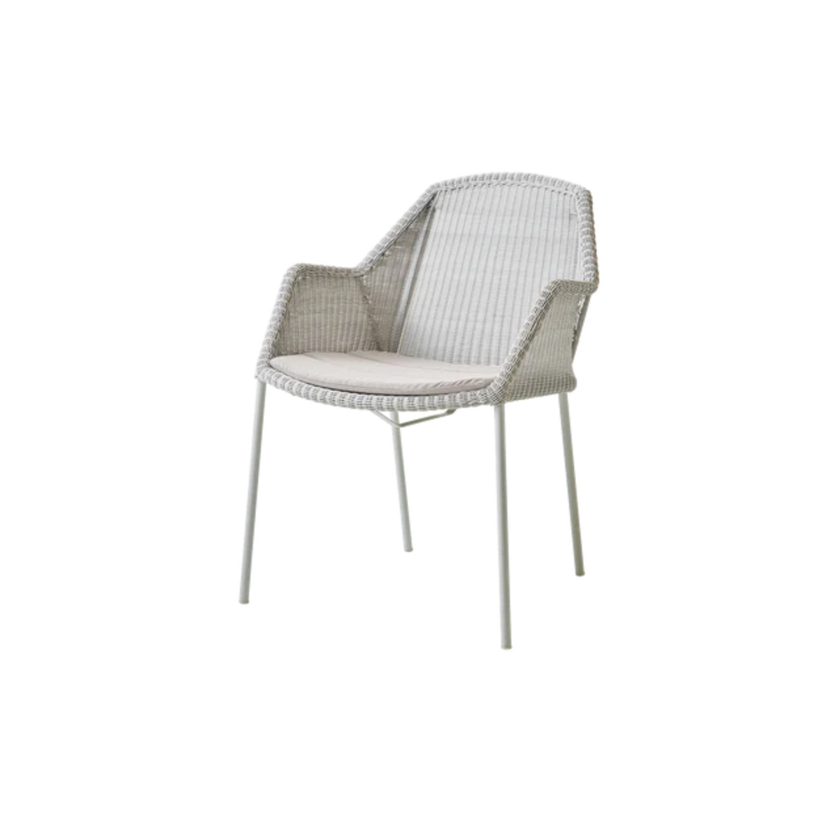 Cane-line Breeze Chair, Stackable in White Gray with Sand cushion