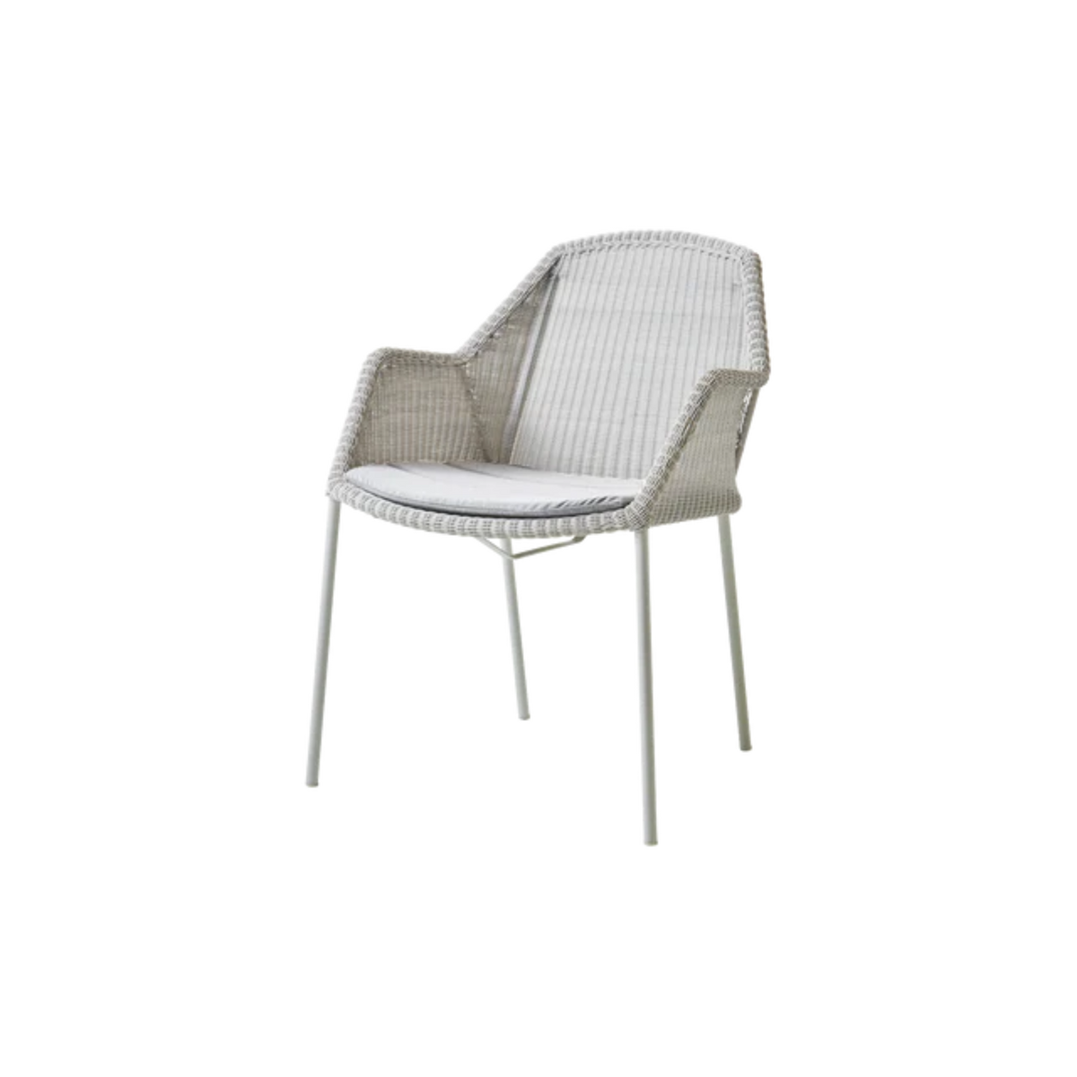 Cane-line Breeze Chair, Stackable in White Gray with Light Gray cushion