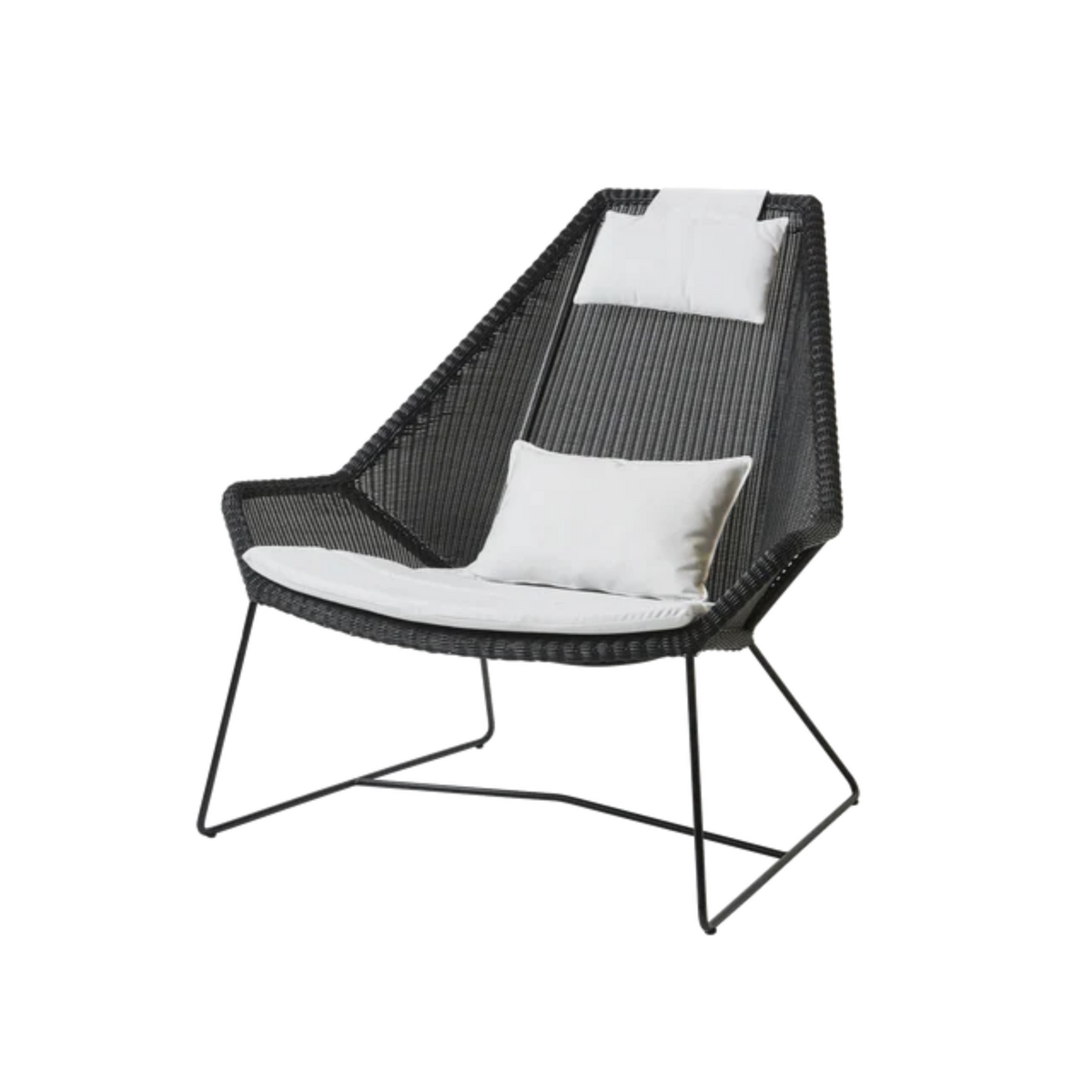 Cane-line Breeze Highback Chair in Black with White cushion