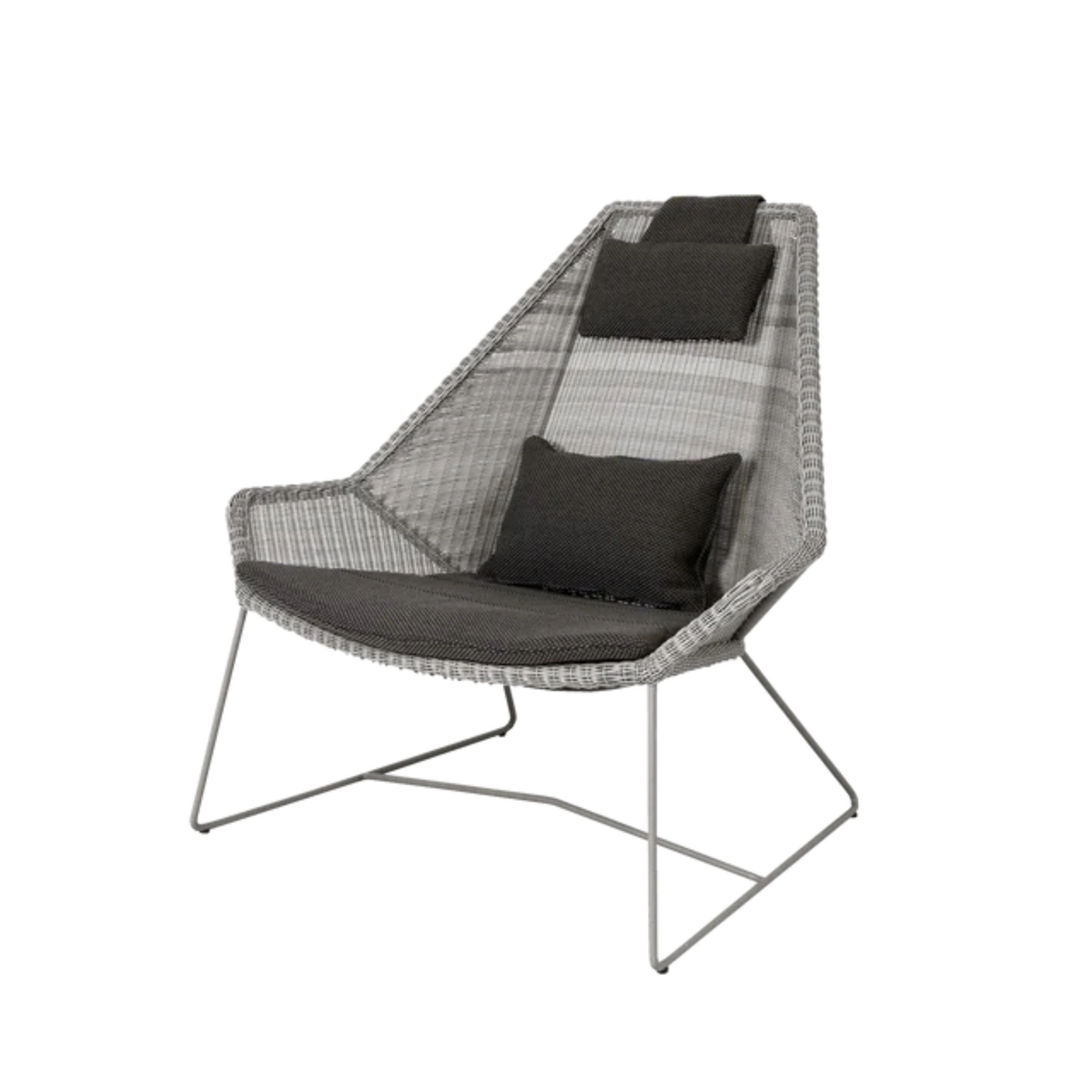 Cane-line Breeze Highback Chair in Taupe with Dark Gray cushion