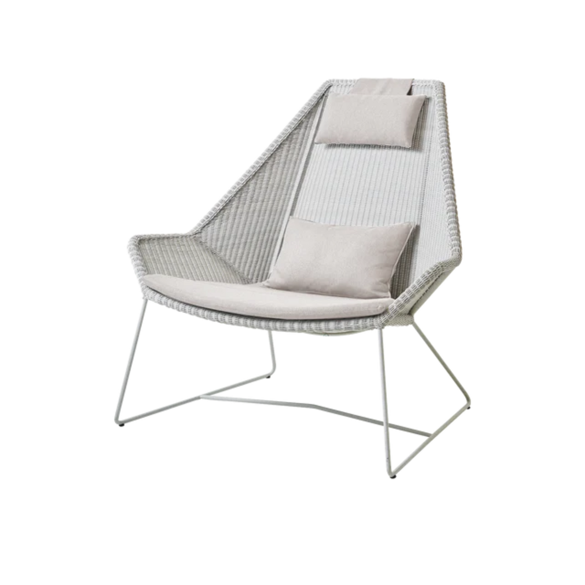 Cane-line Breeze Highback Chair in White Gray with Sand cushion