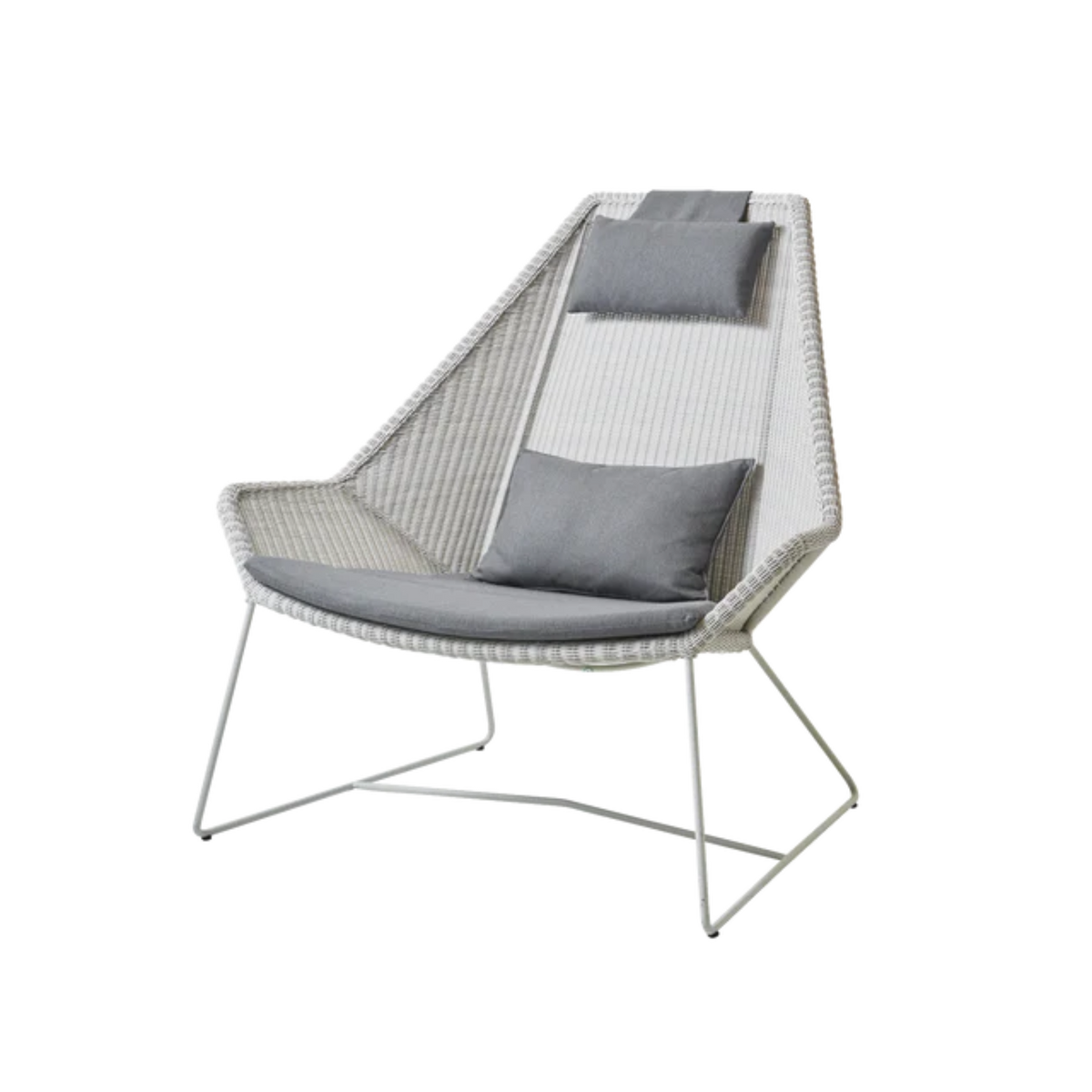 Cane-line Breeze Highback Chair in White Gray with Gray cushion