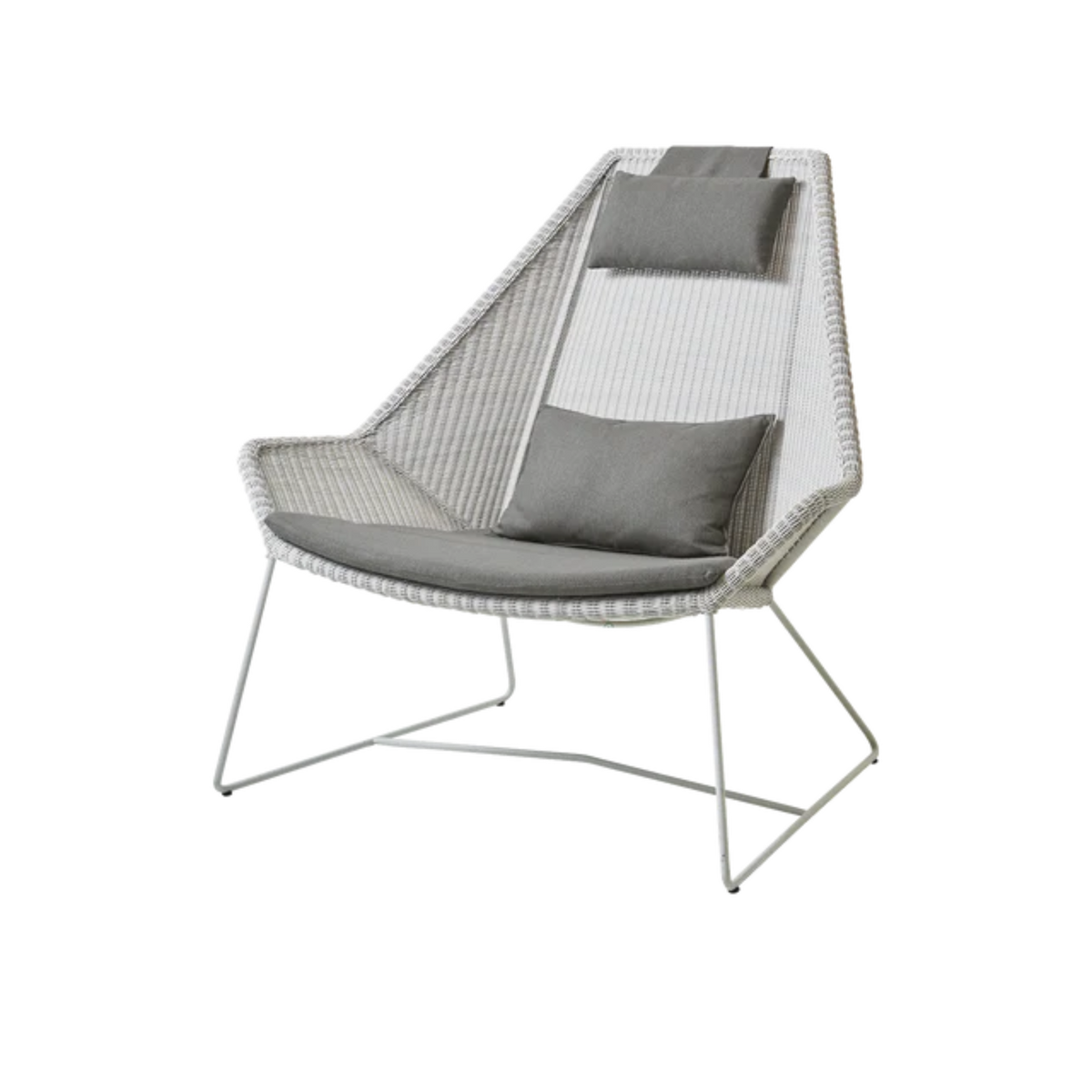 Cane-line Breeze Highback Chair in White Gray with Taupe cushion