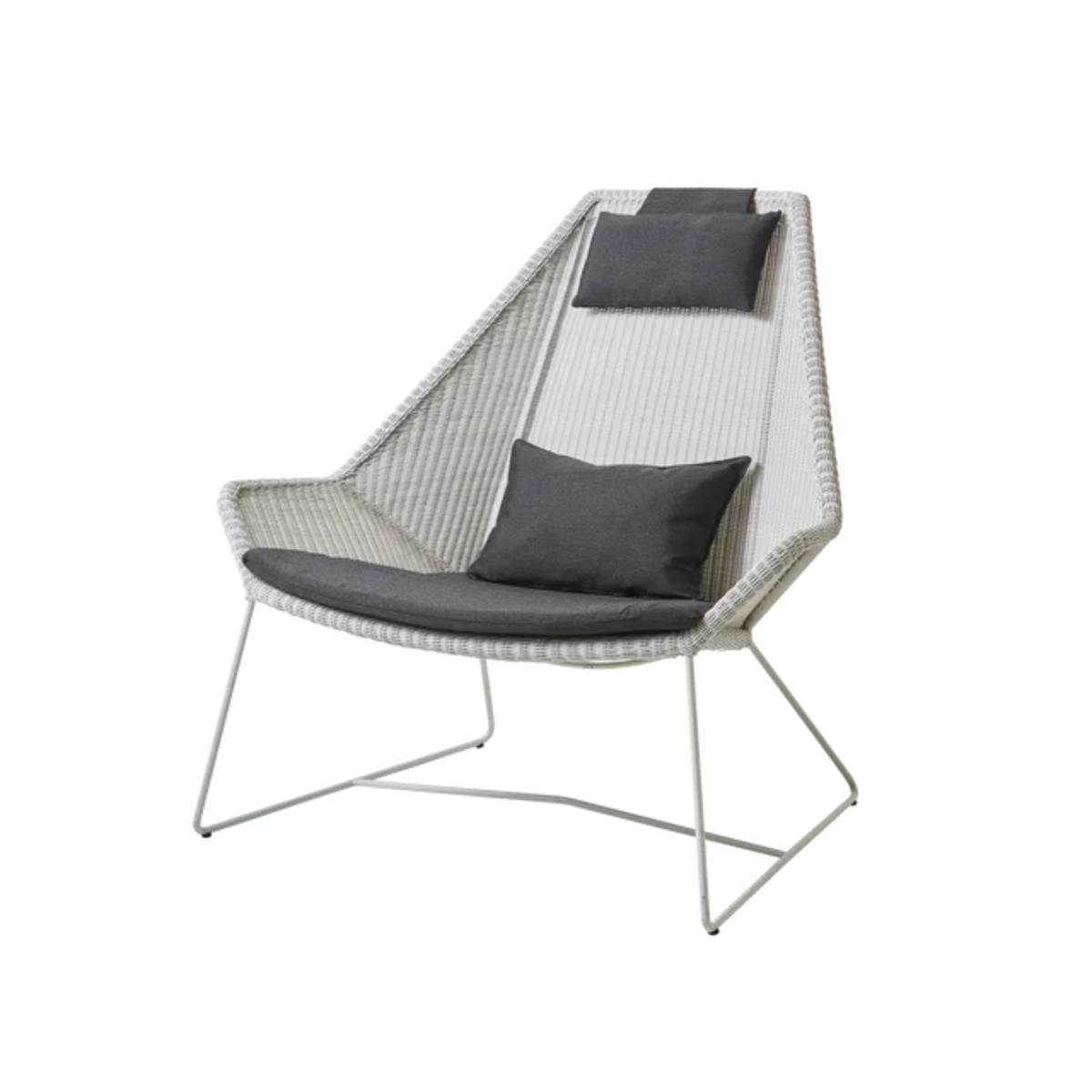 Cane-line Breeze Highback Chair in White Gray with Black cushion