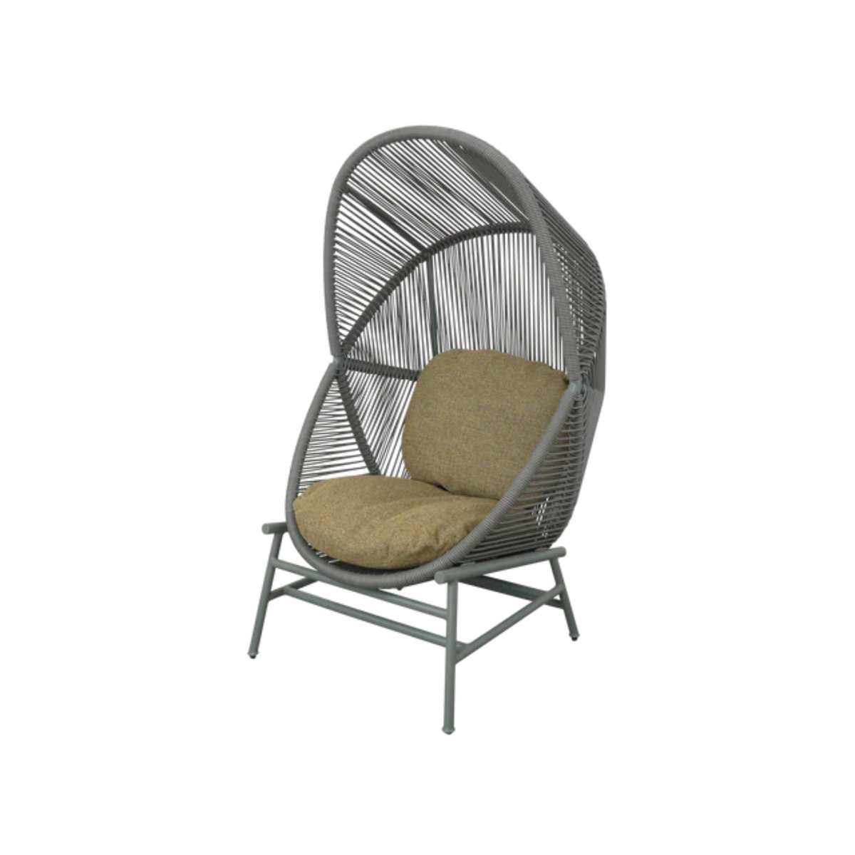 Cane-line Hive Chair in Dusty Green with Turmeric Yellow cushion