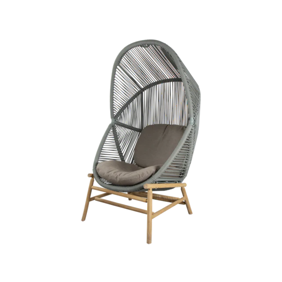 Cane-line Hive Chair in Dusty Green with Teak base, Taupe cushion