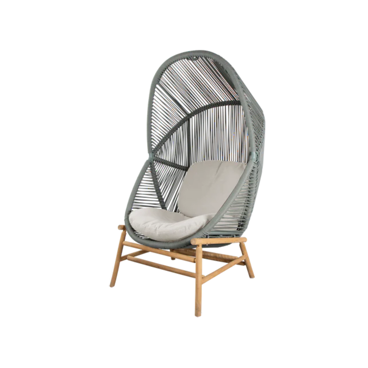 Cane-line Hive Chair in Dusty Green with Teak base, Sand cushion