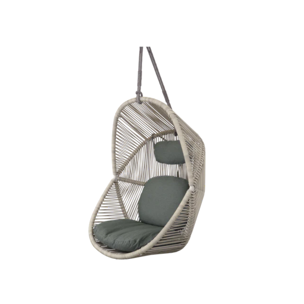Cane-line Hive Chair Rope in Sand with Taupe rope, Light Green cushion set, rattan