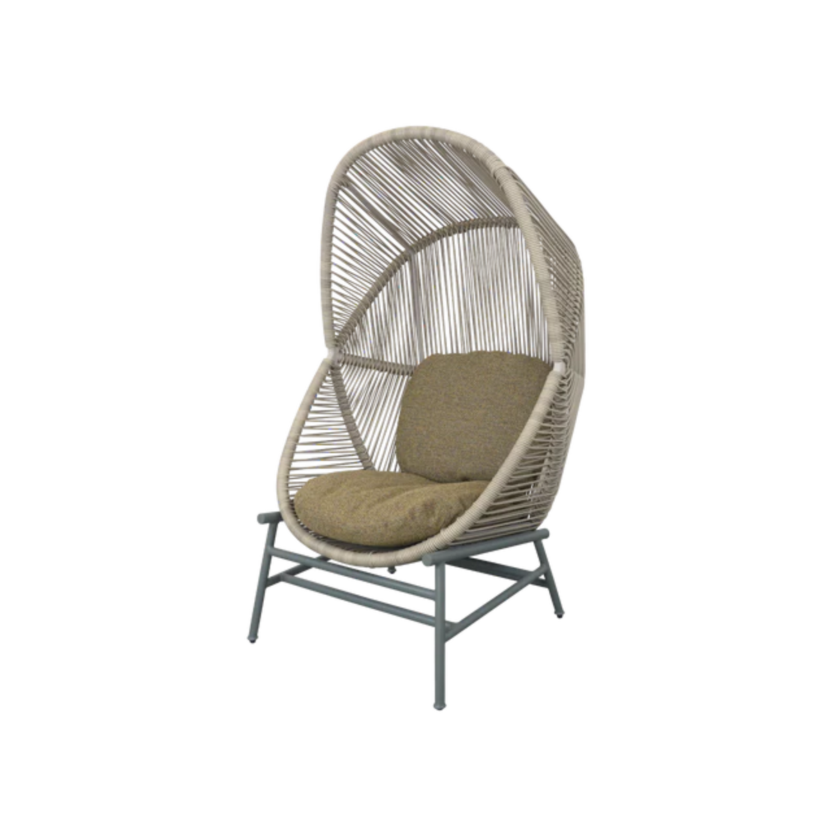 Cane-line Hive Chair in Sand with Dusty Green base, Turmeric Yellow cushion