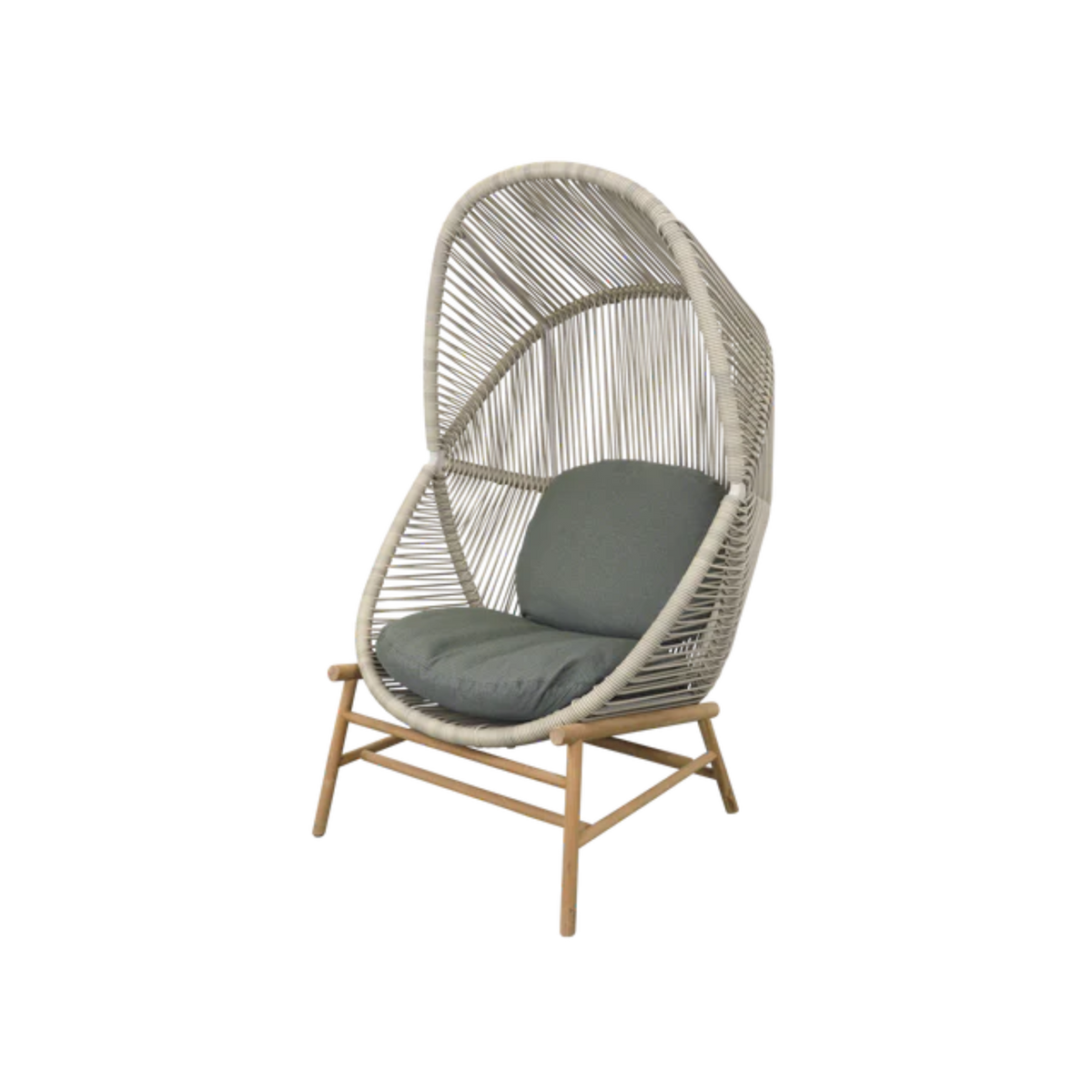 Cane-line Hive Chair in Sand with Teak base, Light Green cushion
